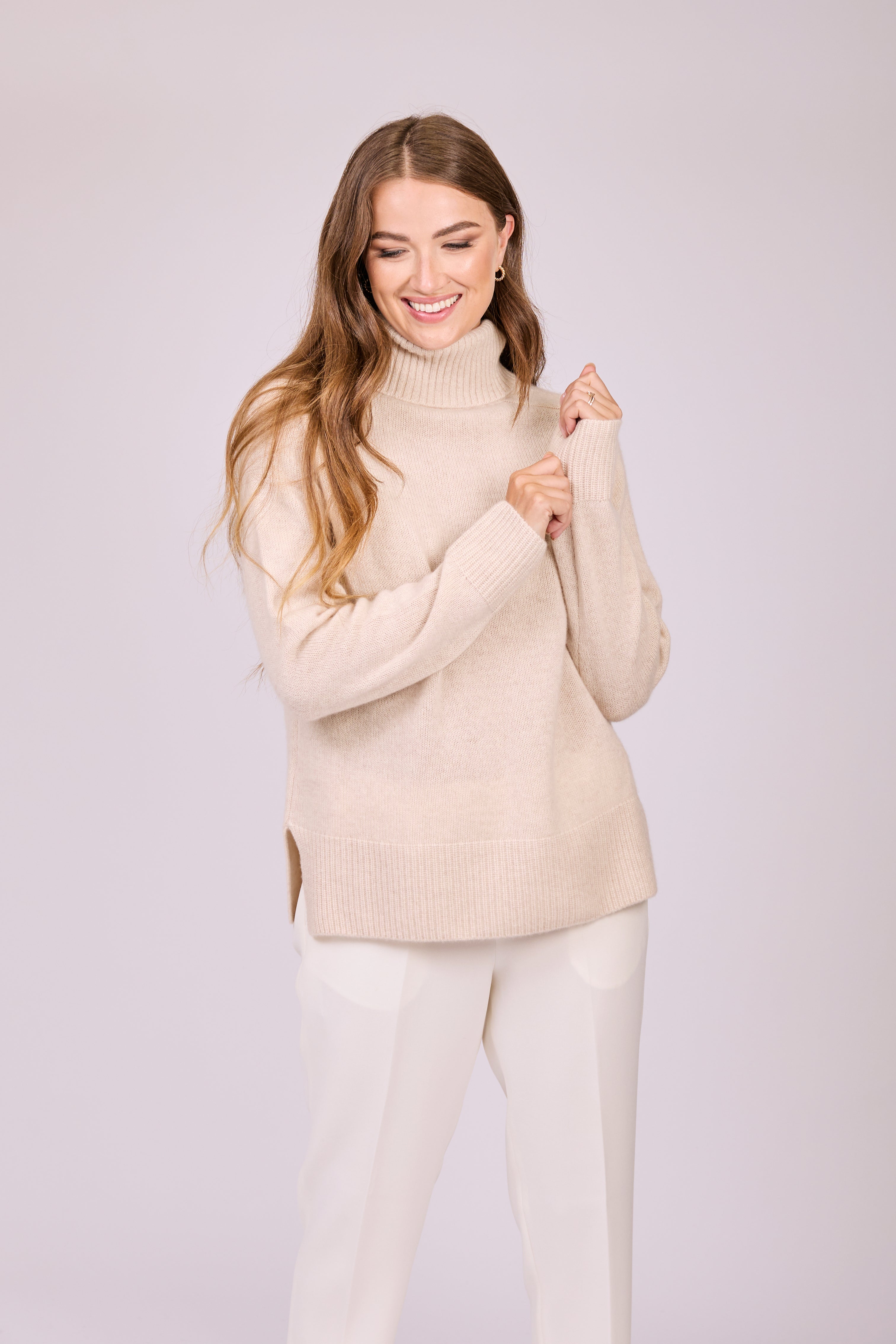 Pull col roulé en cachemire épais