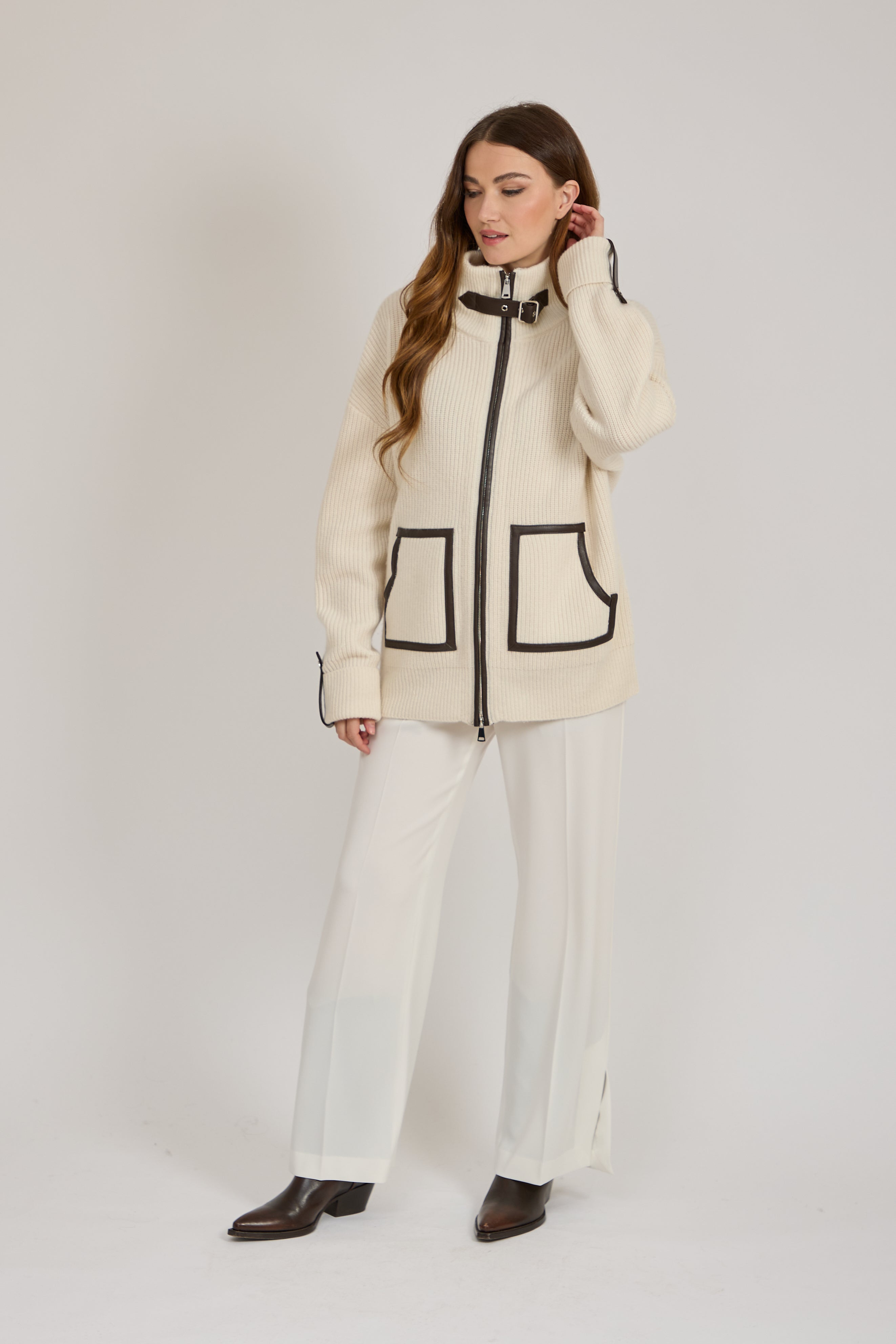 CASHMERE CARDIGAN-WHITE