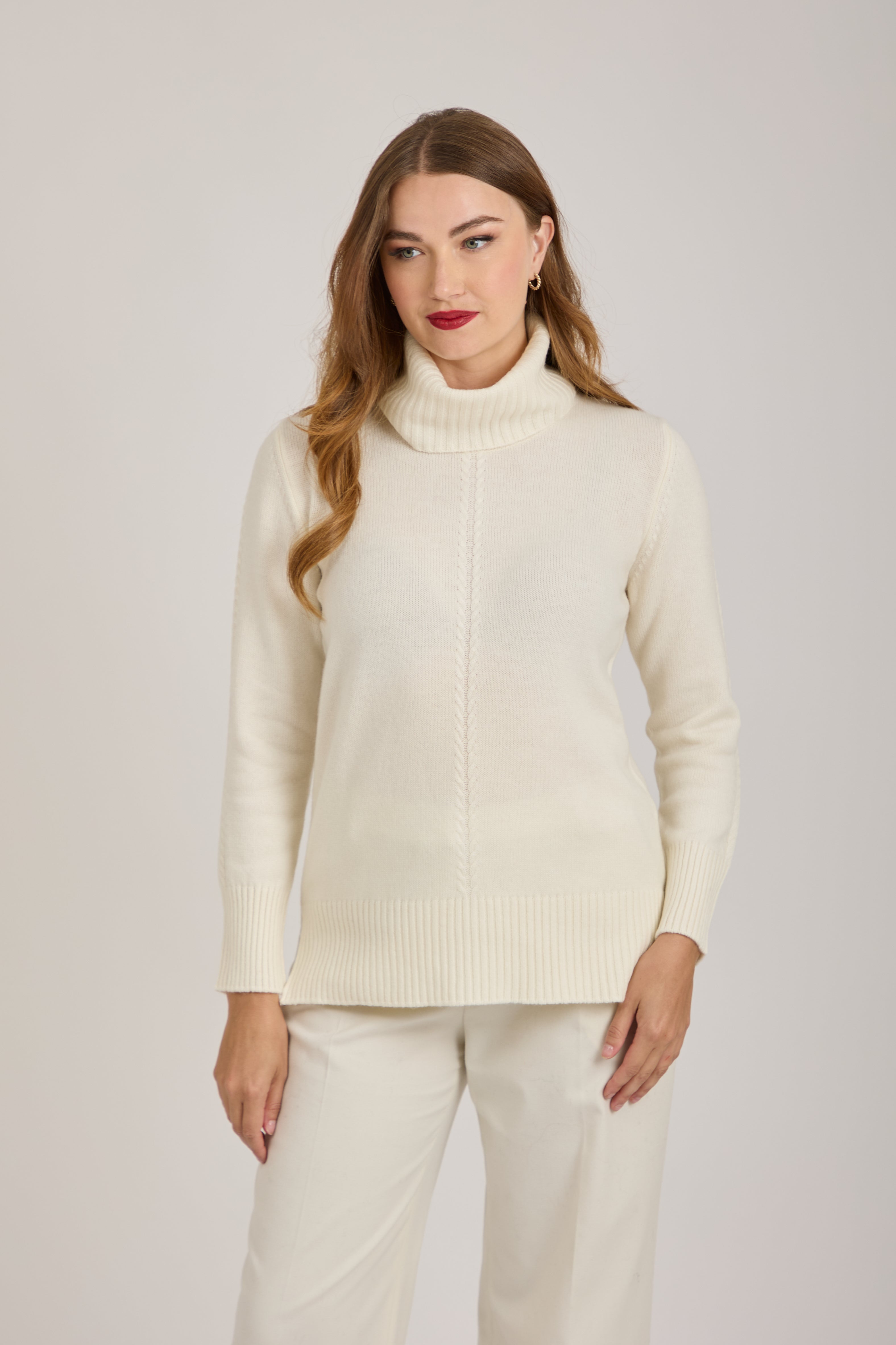 ROLL NECK BRAID DETAIL - OFF WHITE