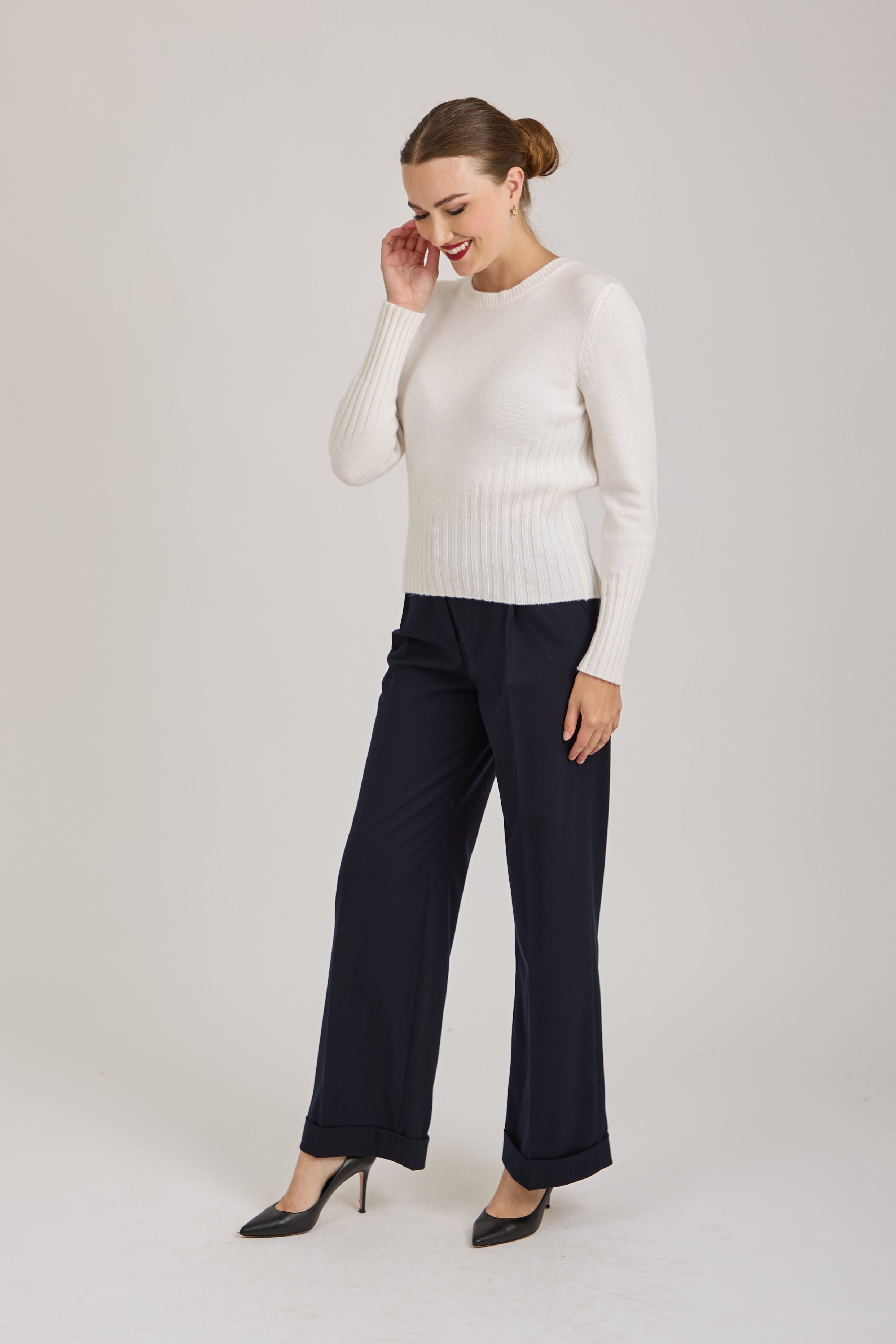 FLARE TROUSERS-NAVY