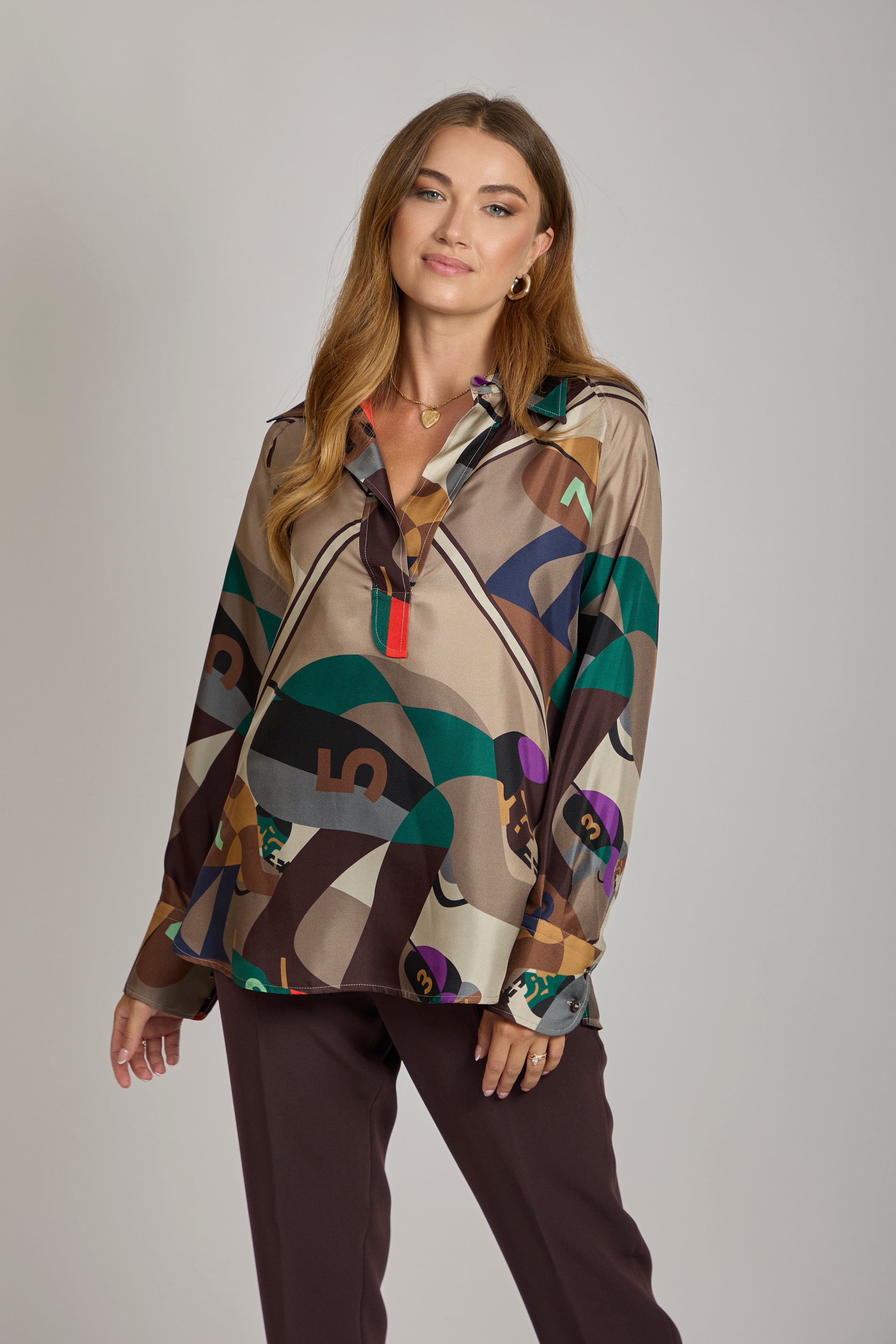 Chemise en soie imprimée Tortora