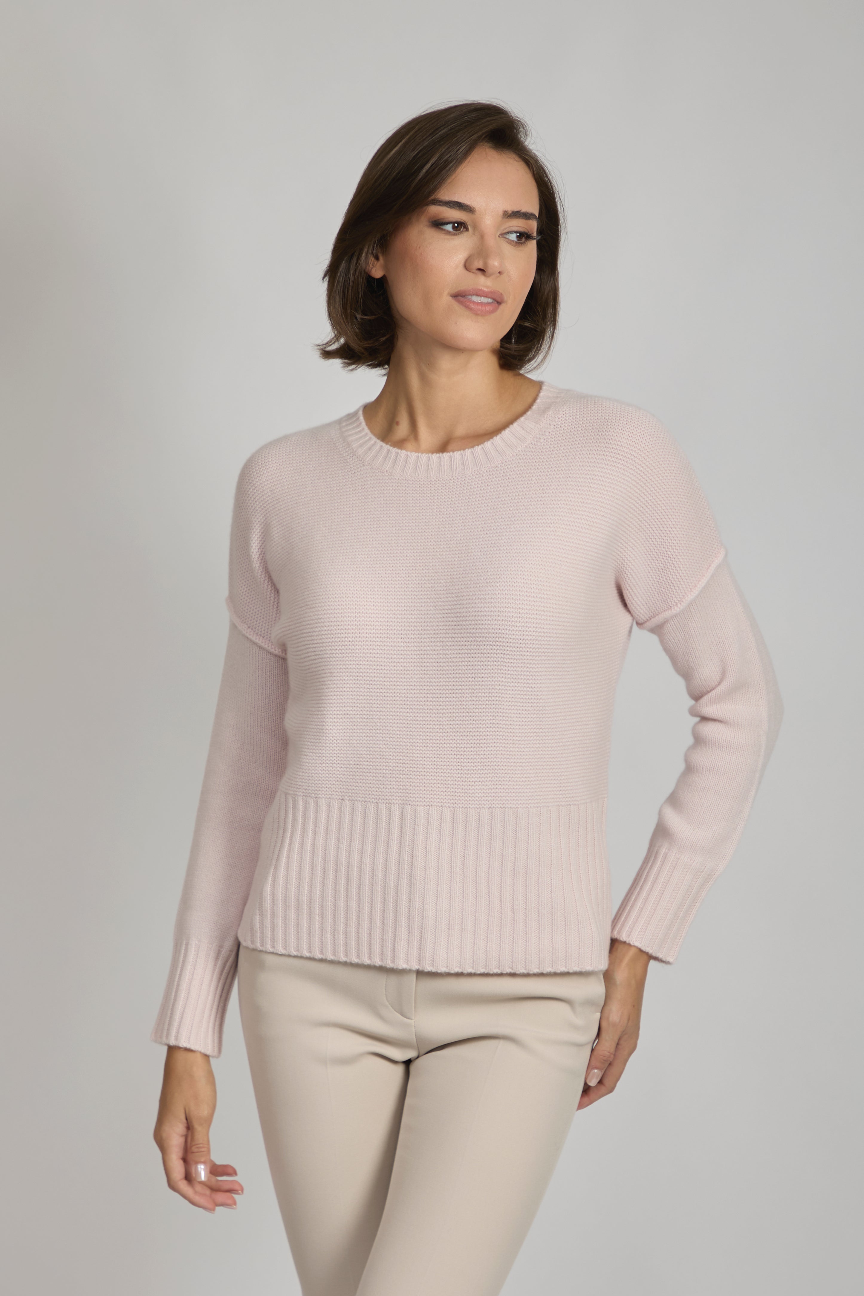 Pull ras du cou en satin de cachemire