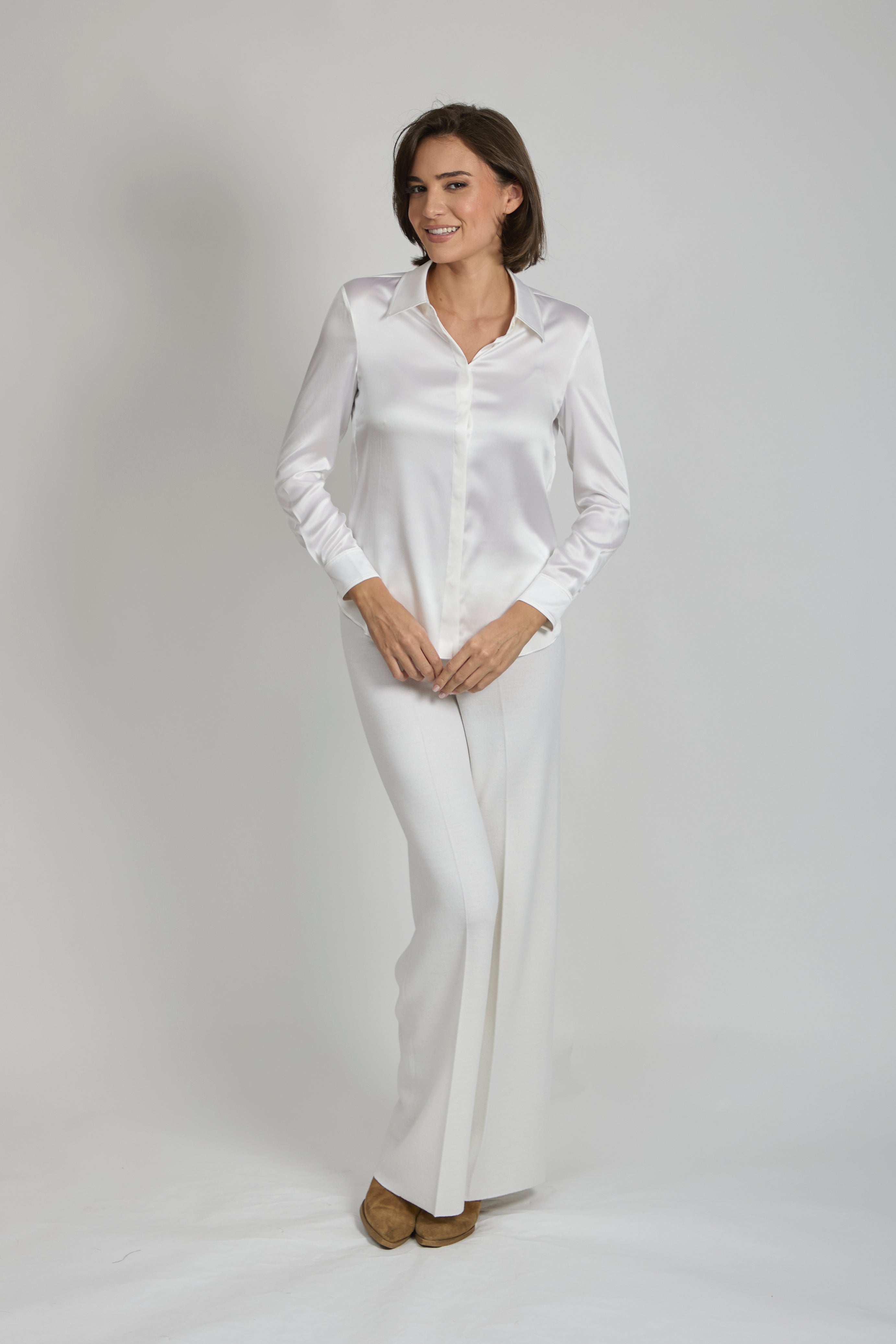 Chemise en soie crème