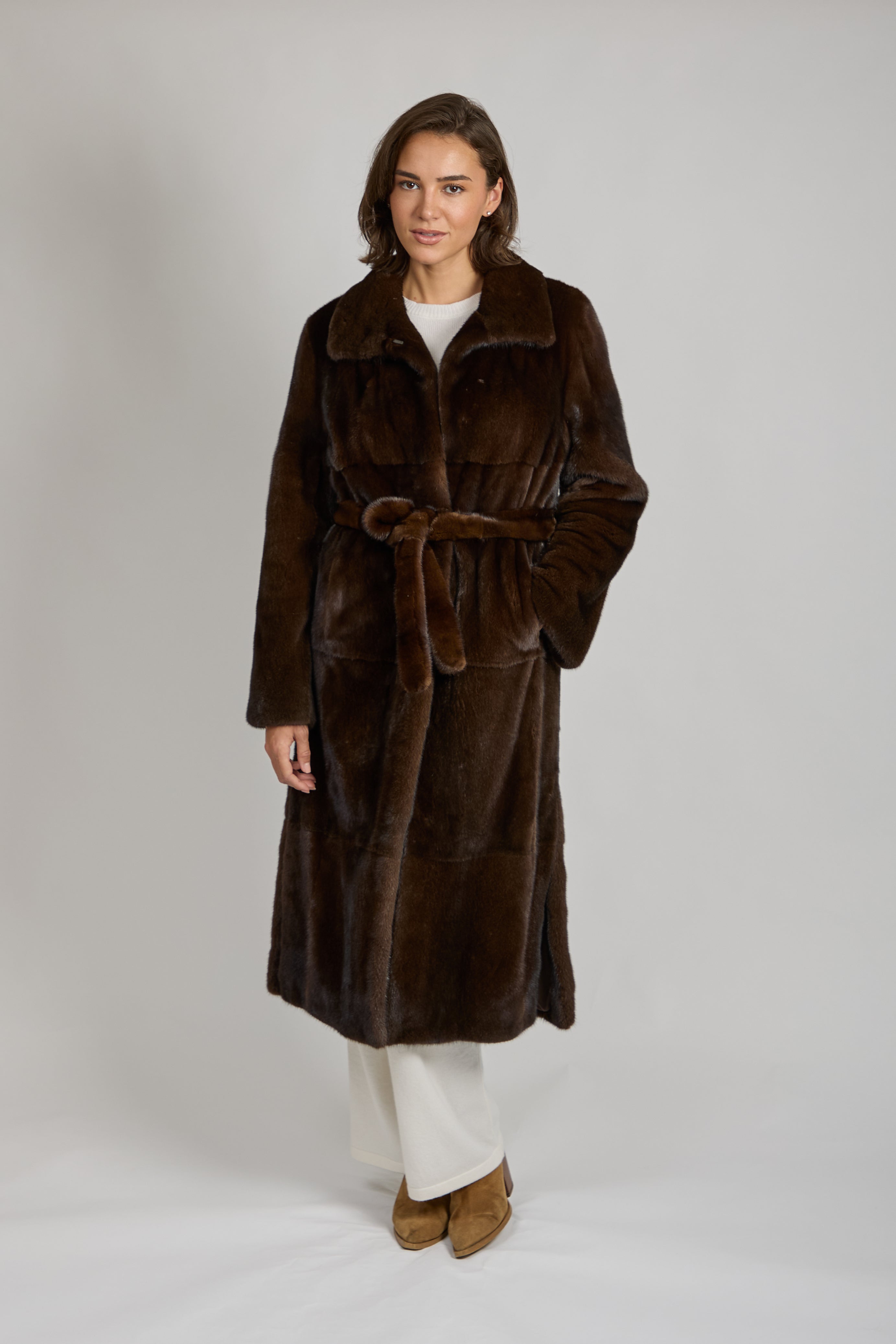 Long Mink Jacket Brown