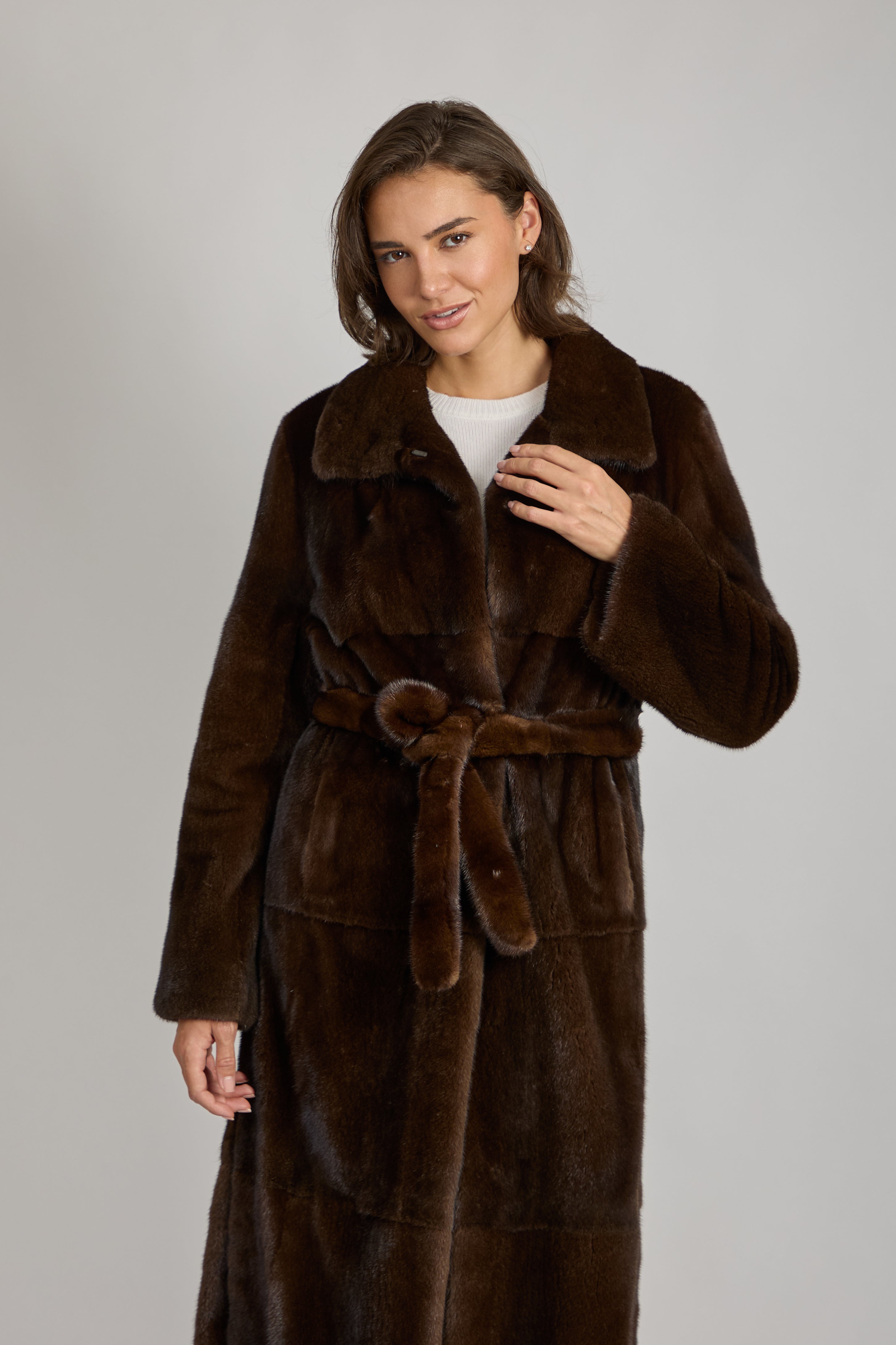 Long Mink Jacket Brown