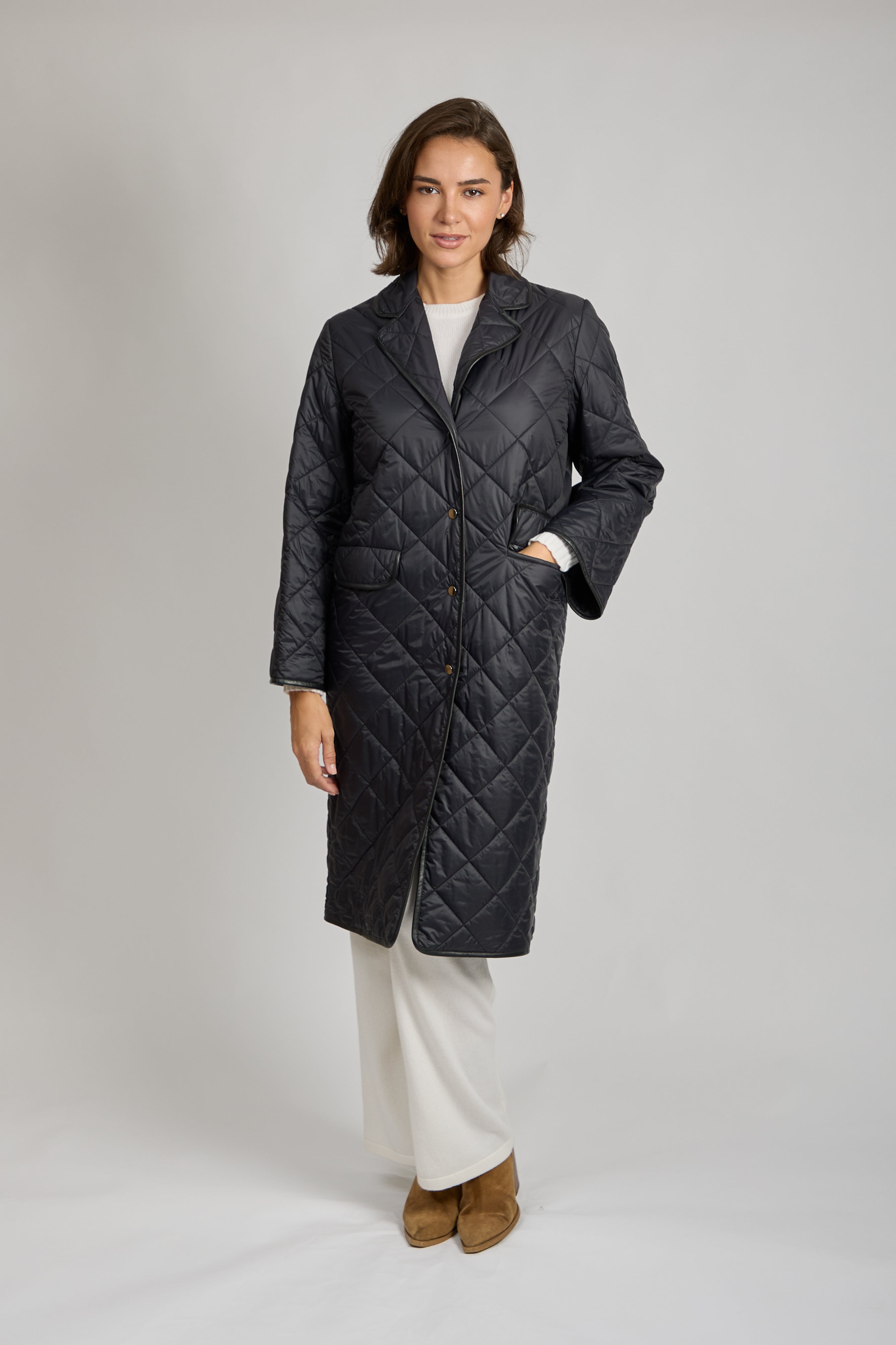 Cashmere Quilted Coat Black