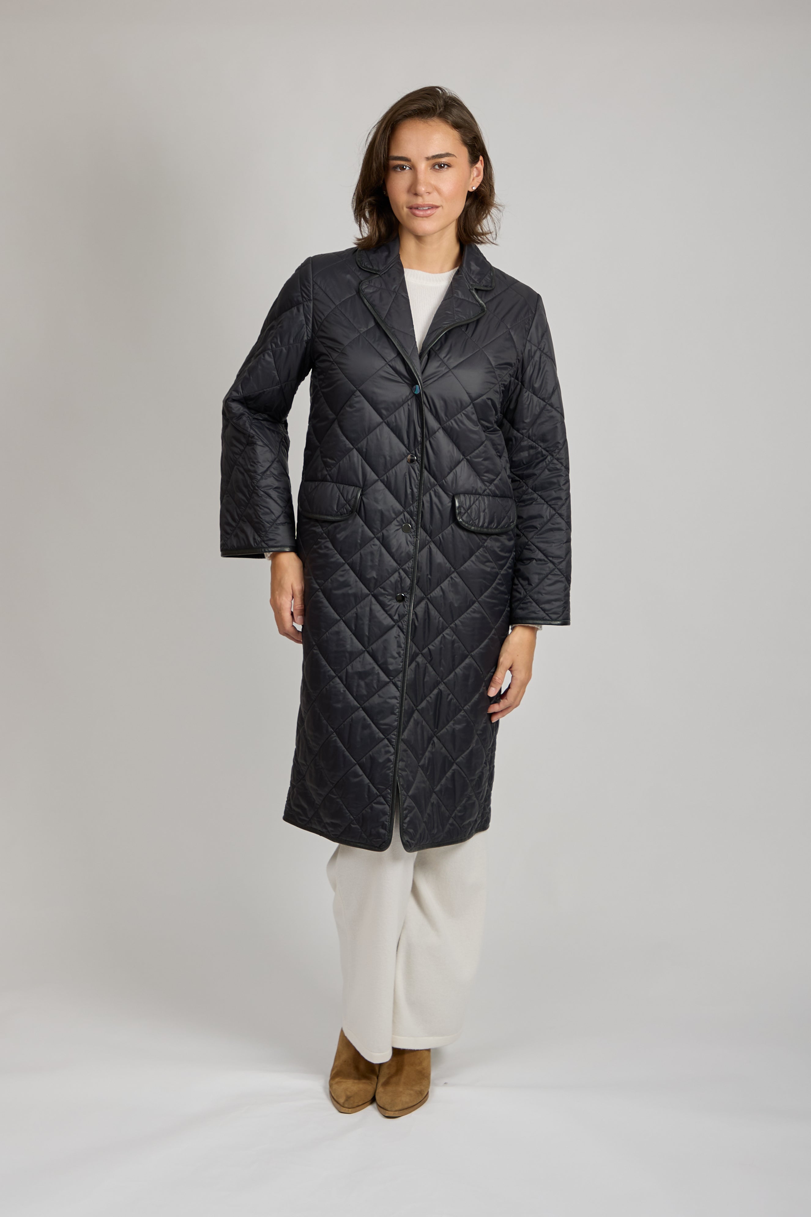 Cashmere Quilted Coat Black