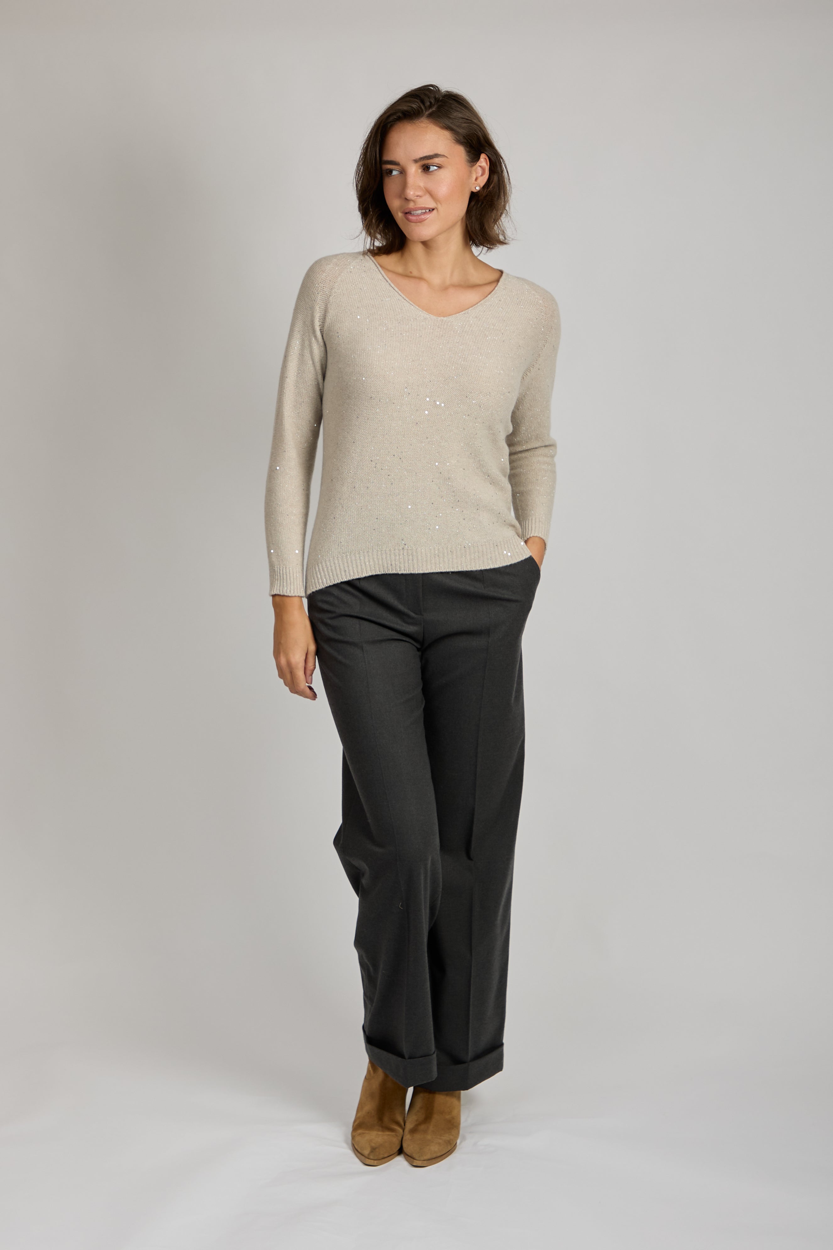 Flare Trousers Grigio Antracite