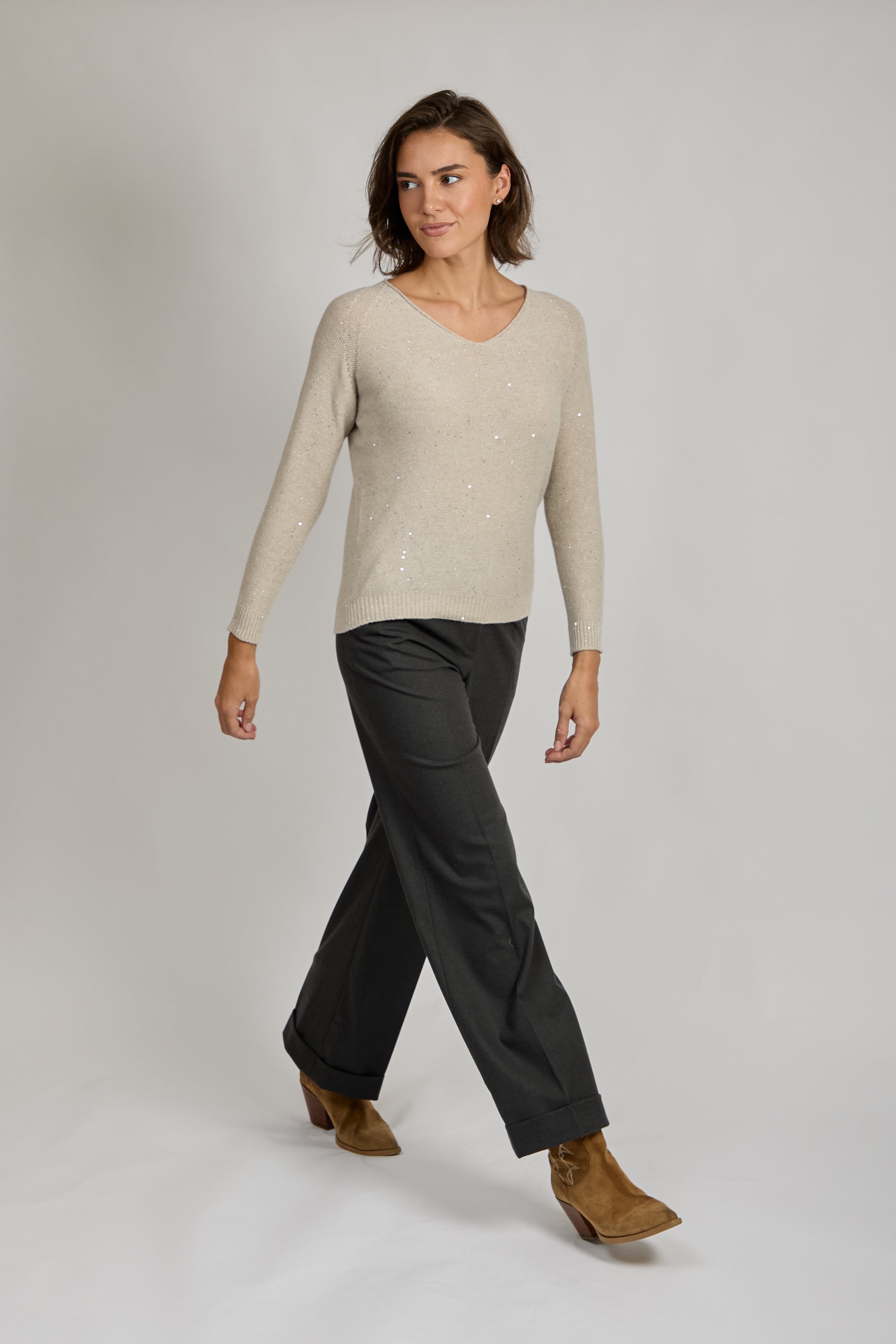 Flare Trousers Grigio Antracite