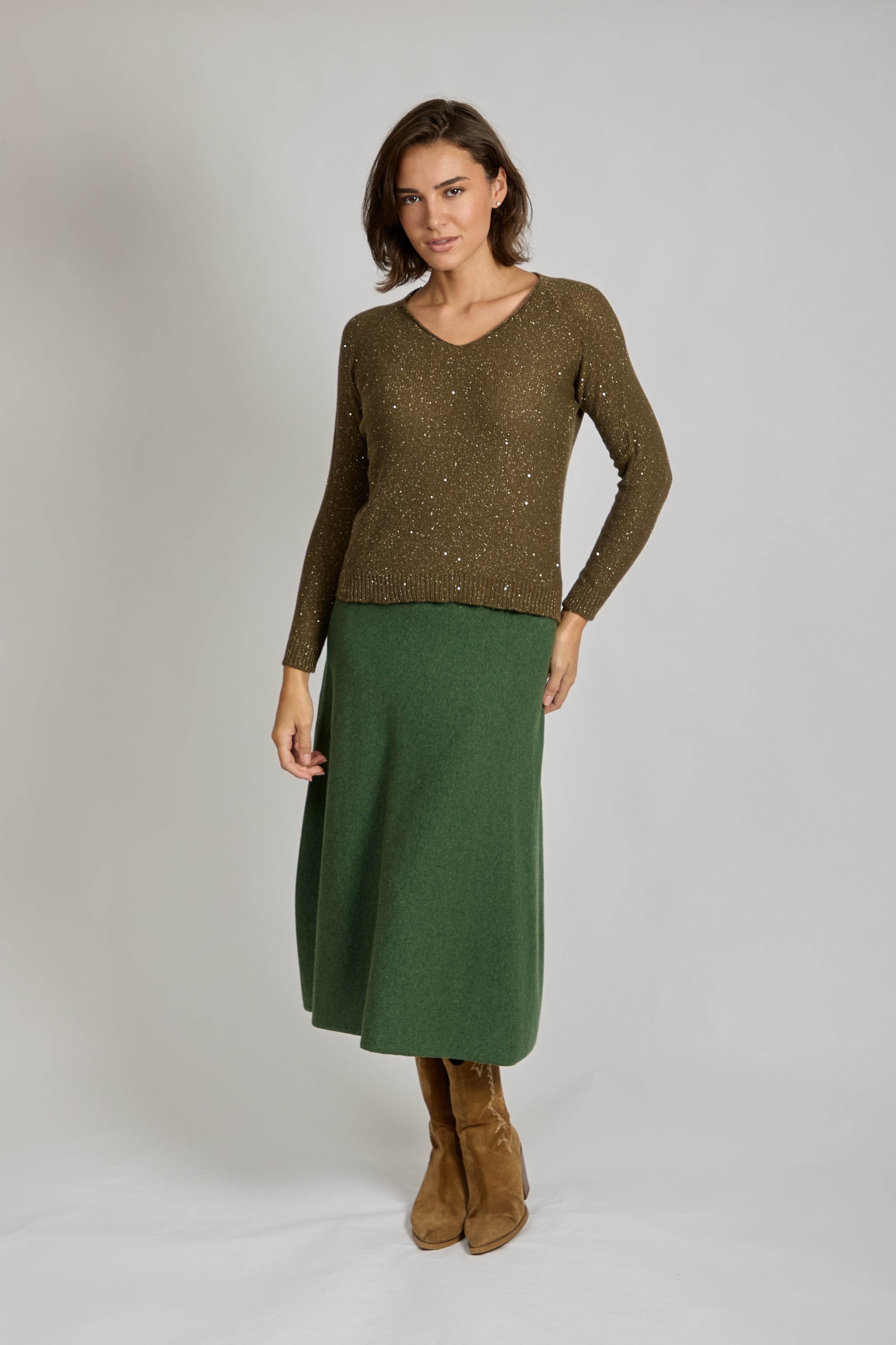Cashmere Skirt Emerald