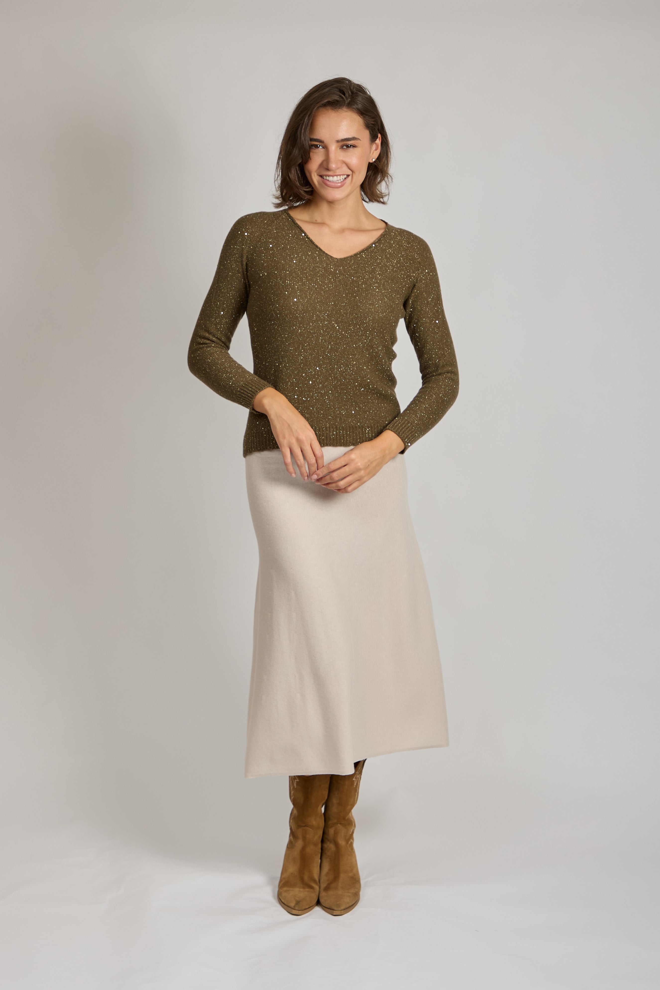 Cashmere Skirt Beige