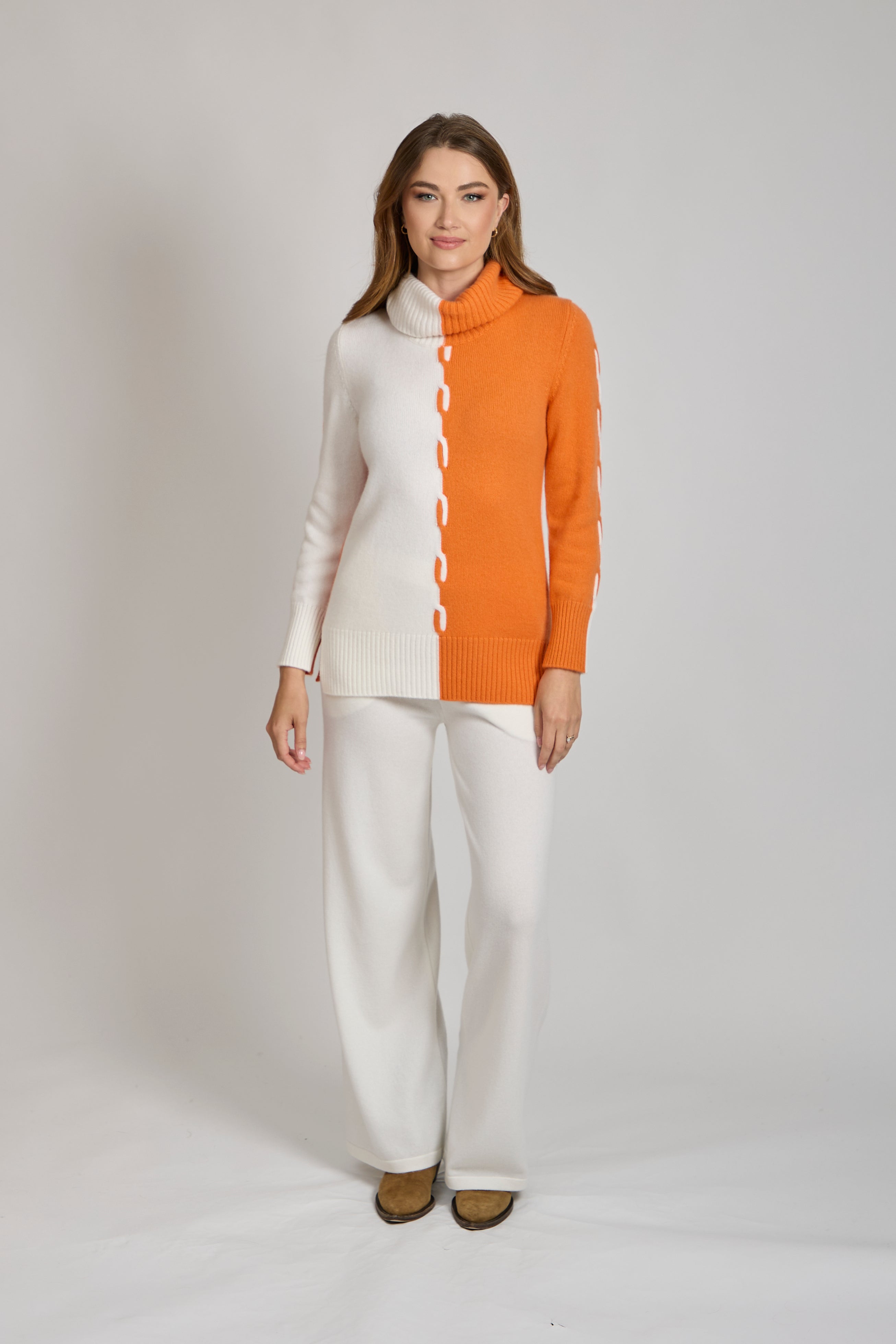 Pull col montant en cachemire, blanc arancia
