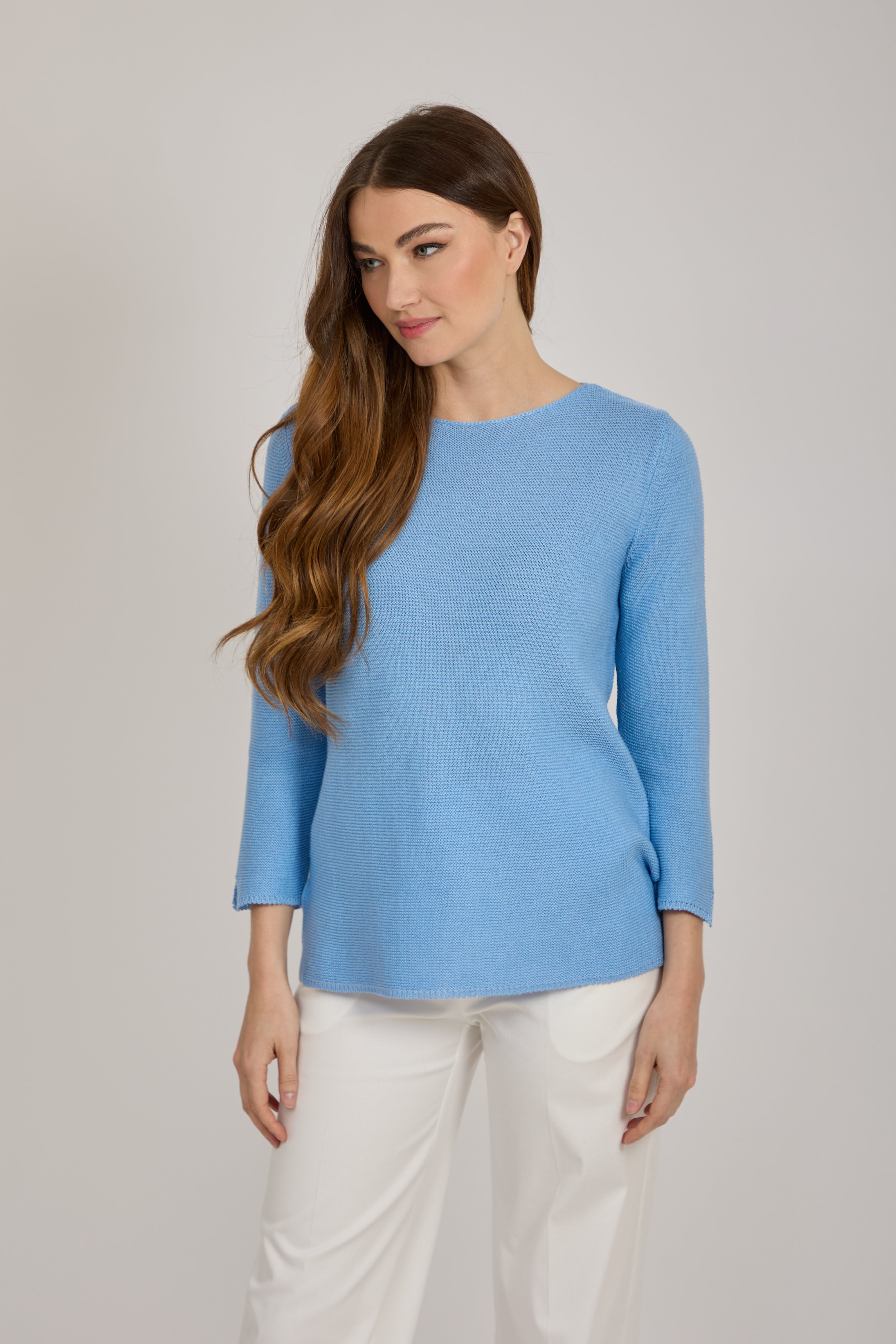 CREW NECK COTTON TOP - BLUETTE