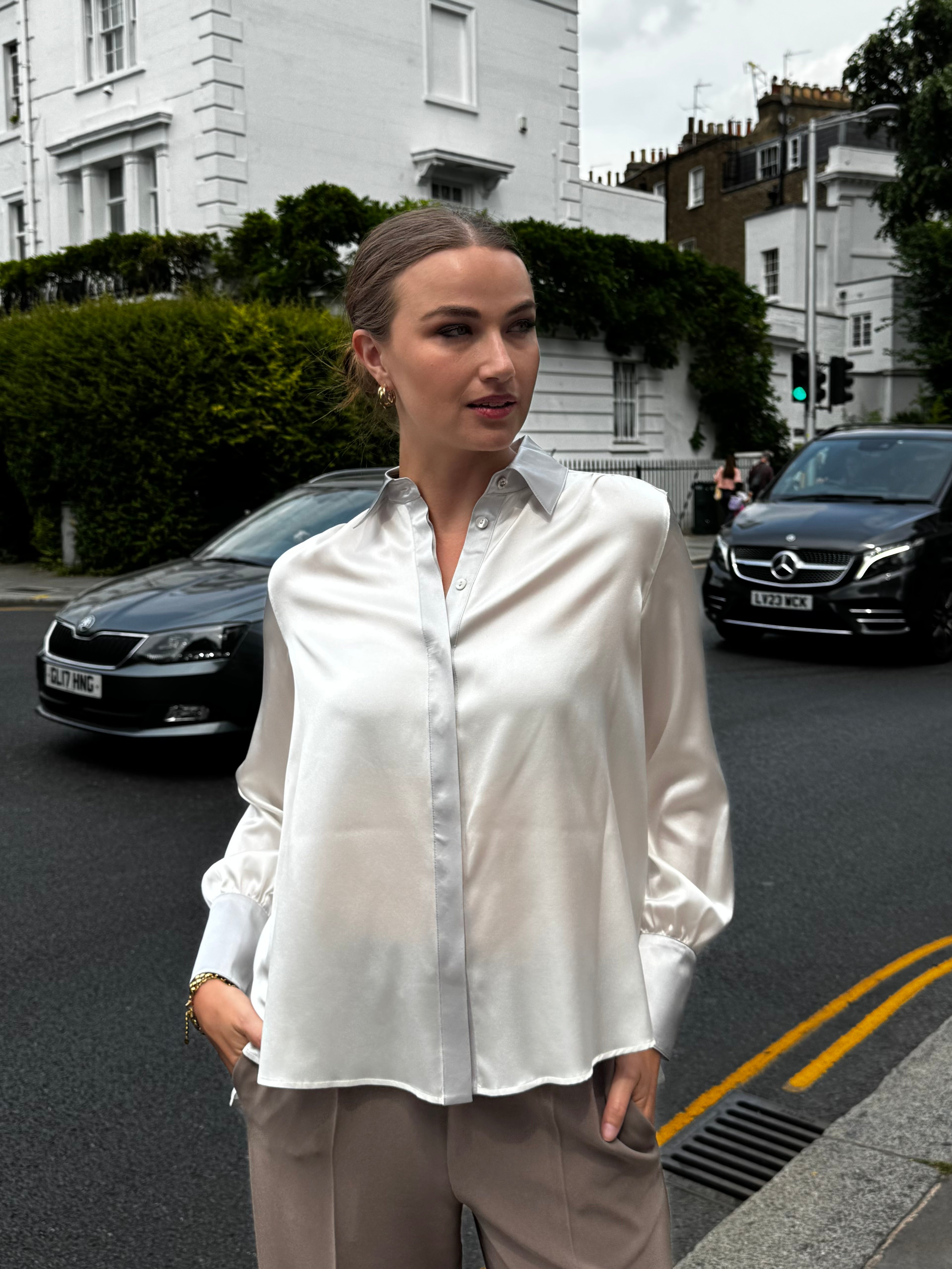 SILK SHIRT-LATTE