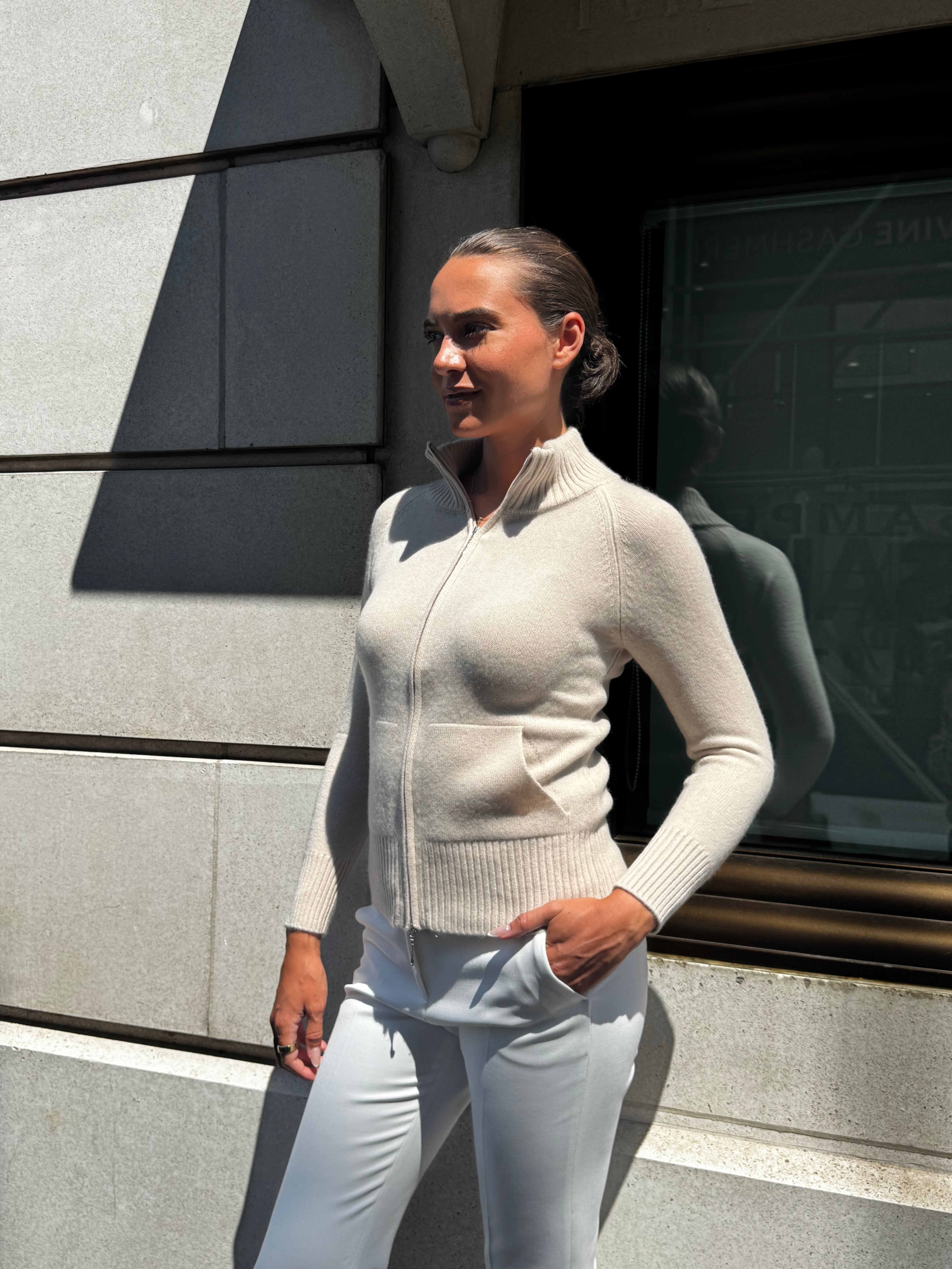 CASHMERE CARDIGAN-BEIGE