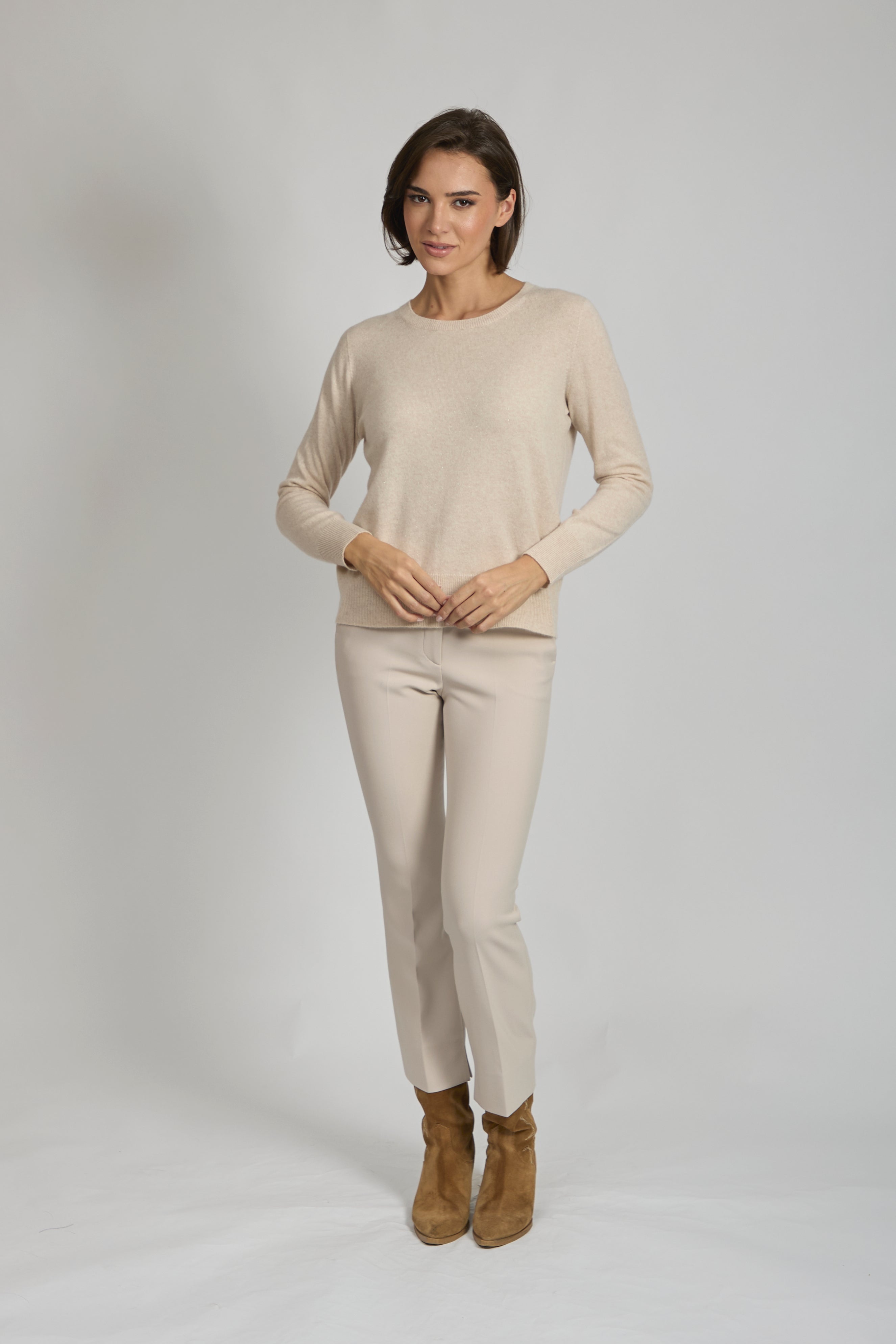 Cashmere sweater with sequin embellishments, relaxed knit silhouette