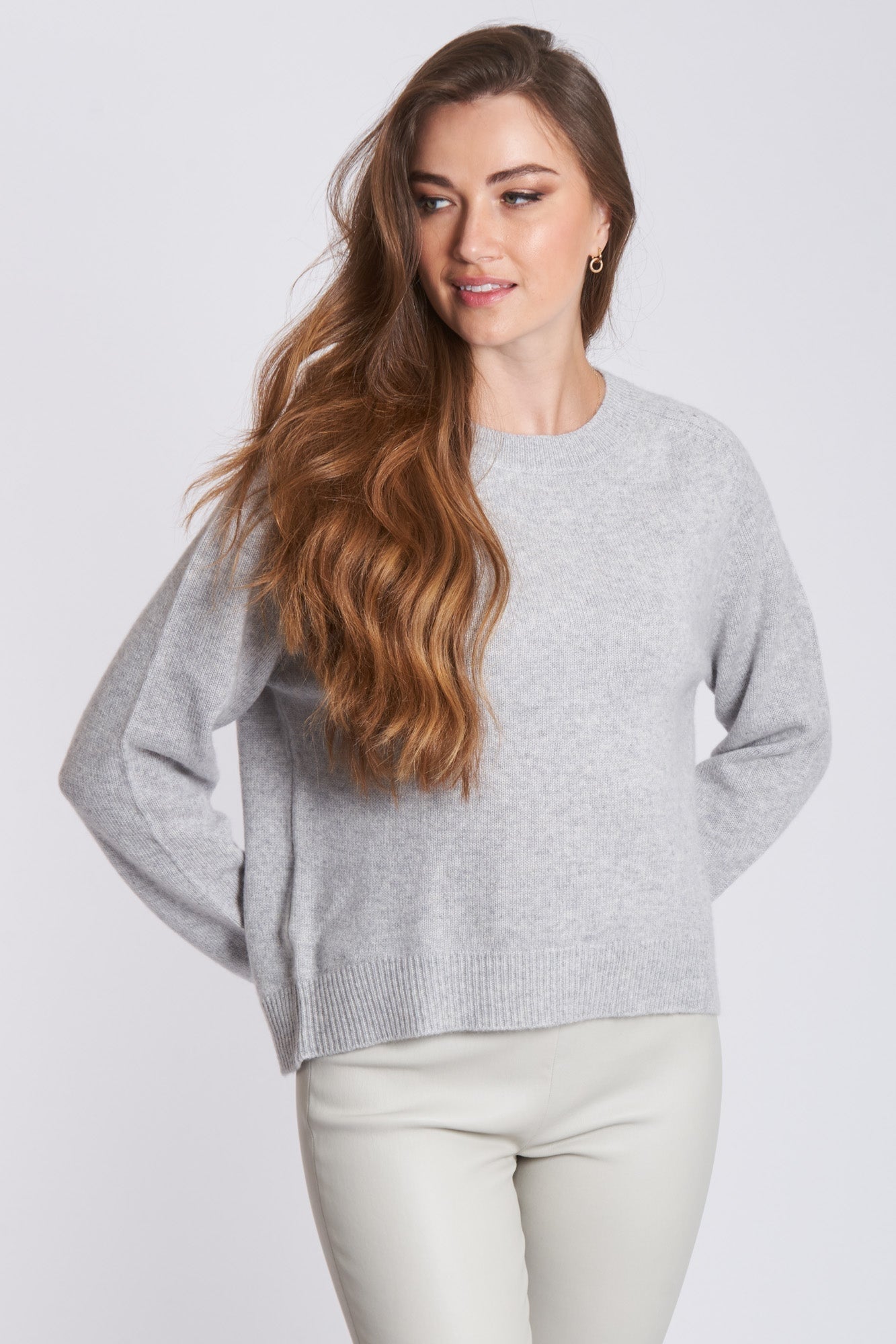 Divine Cashmere crew-neck sweater with argile pattern