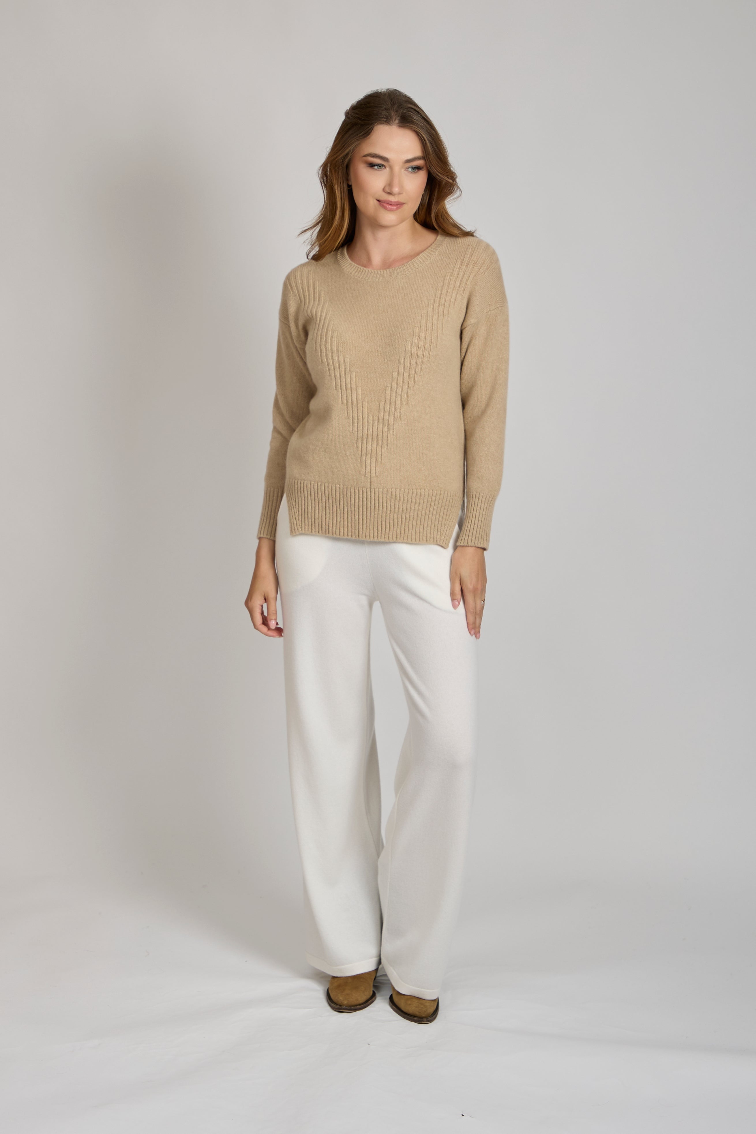 Divine Cashmere crew neck cashmere jumper, classic fit with ribbed cuffs and hem
