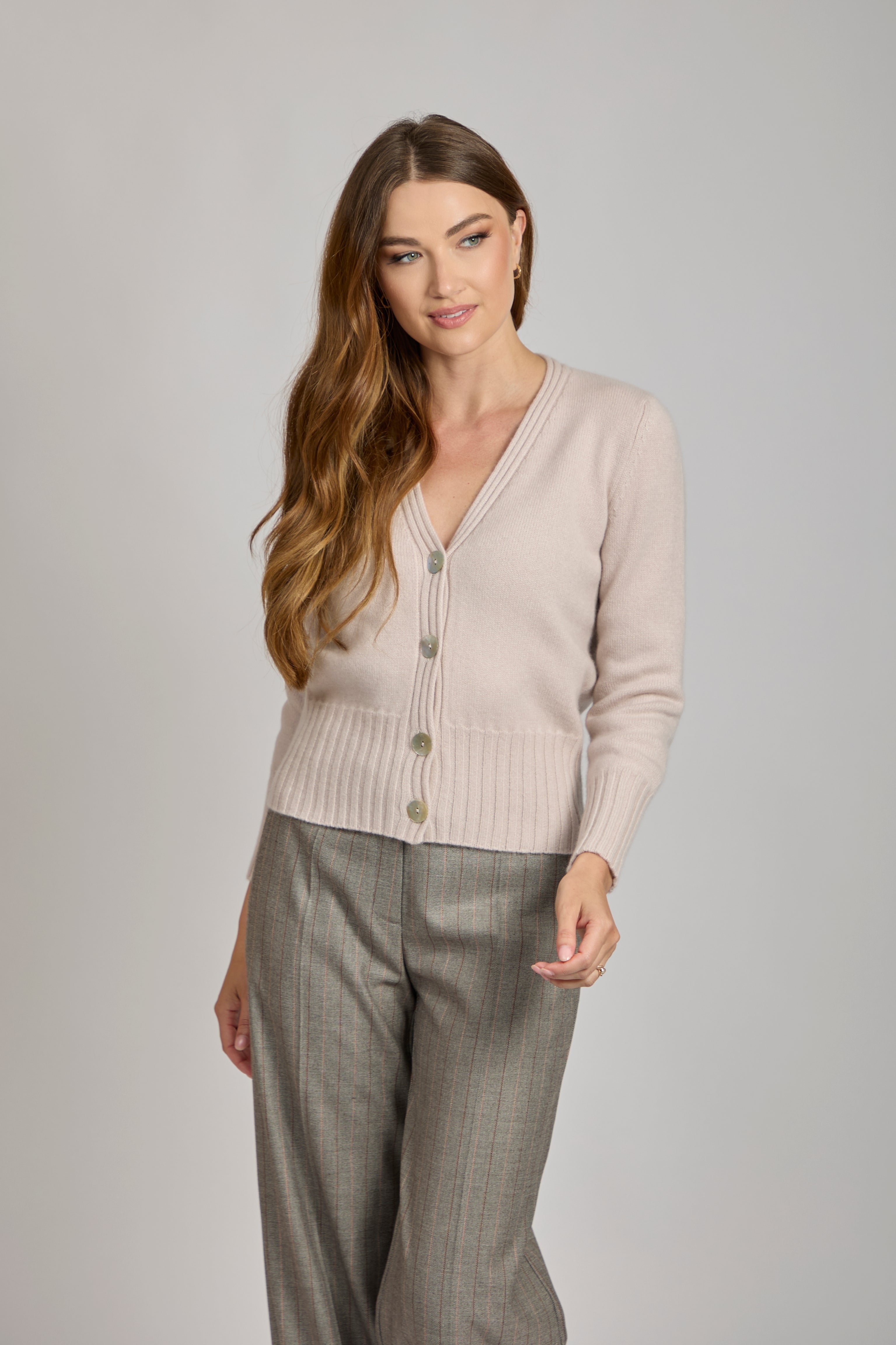 Divine Cashmere open-front cashmere cardigan with relaxed drape and long sleeves