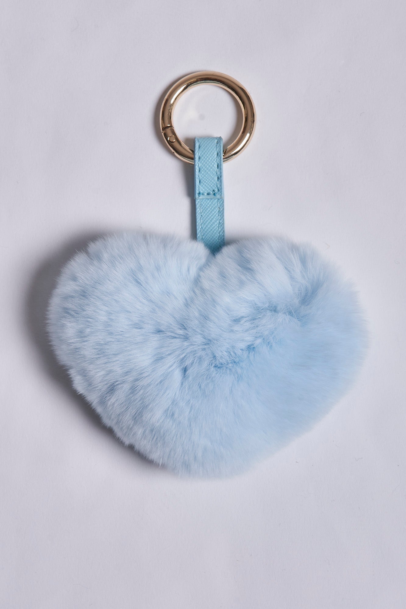 Plush fur bag charm pom-pom with metal clasp, detachable handbag accessory