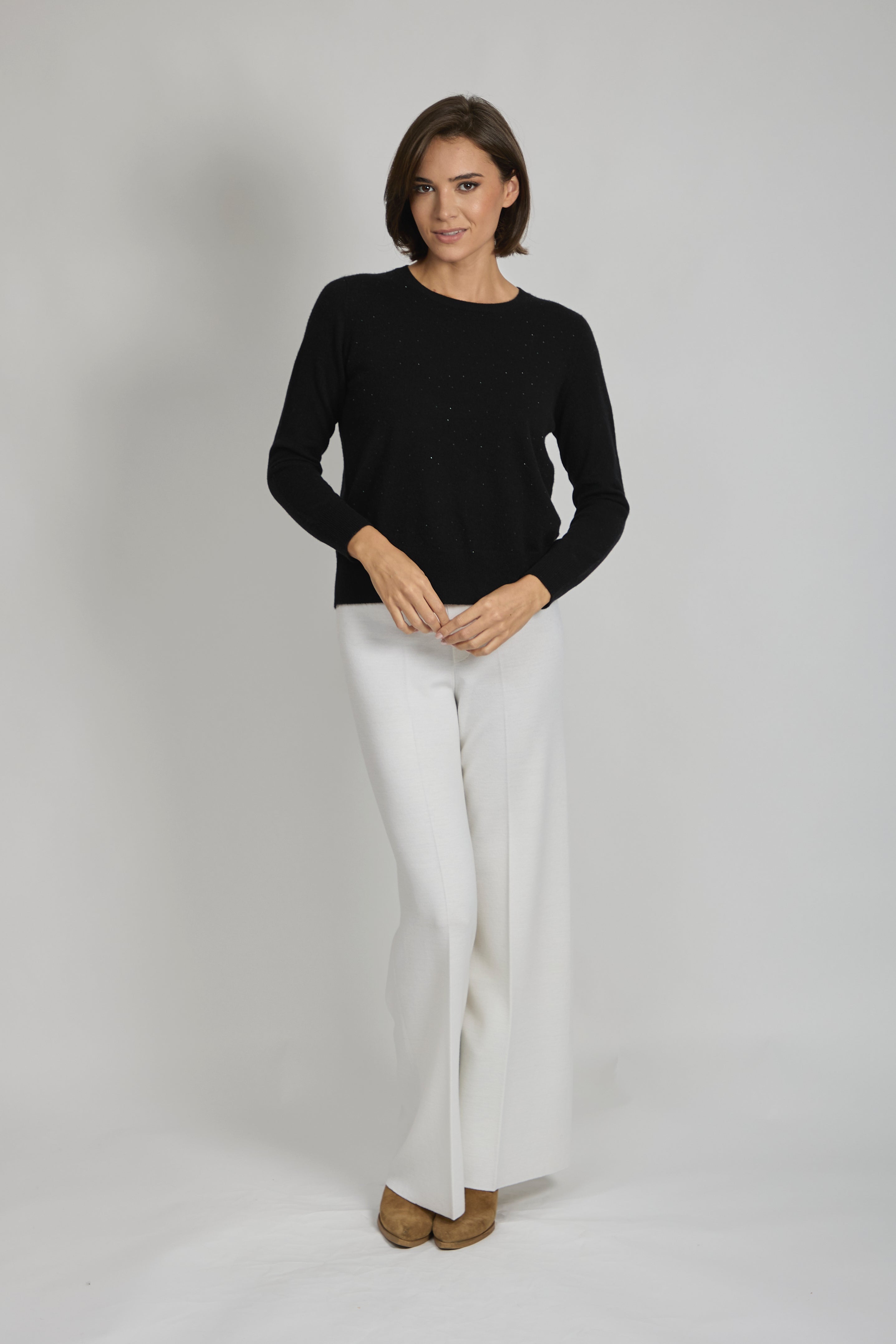 Sequin-embellished cashmere sweater with scattered sequin detailing