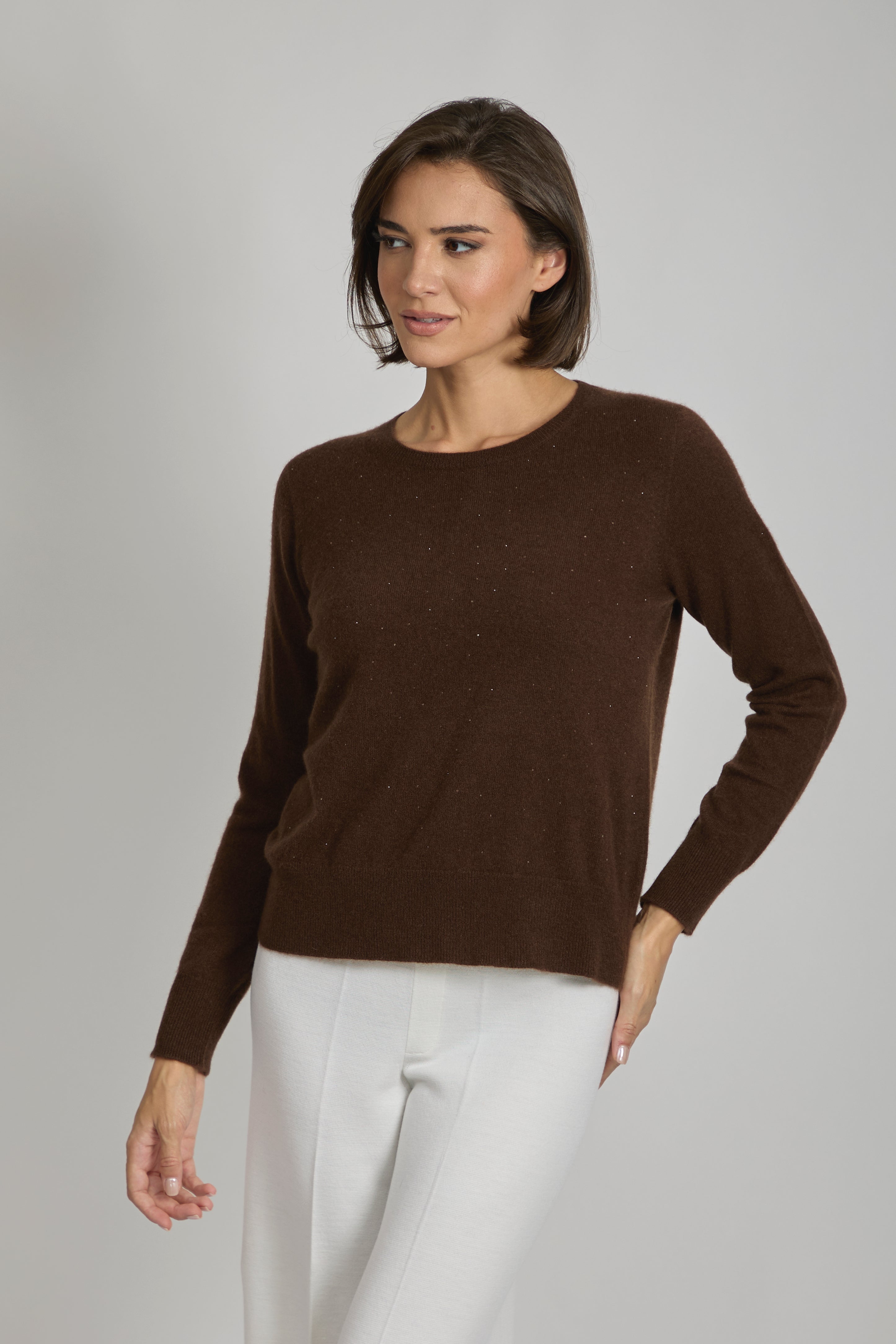 Divine Cashmere sequin-embellished sweater in cashmere with crew neckline and long sleeves, relaxed fit