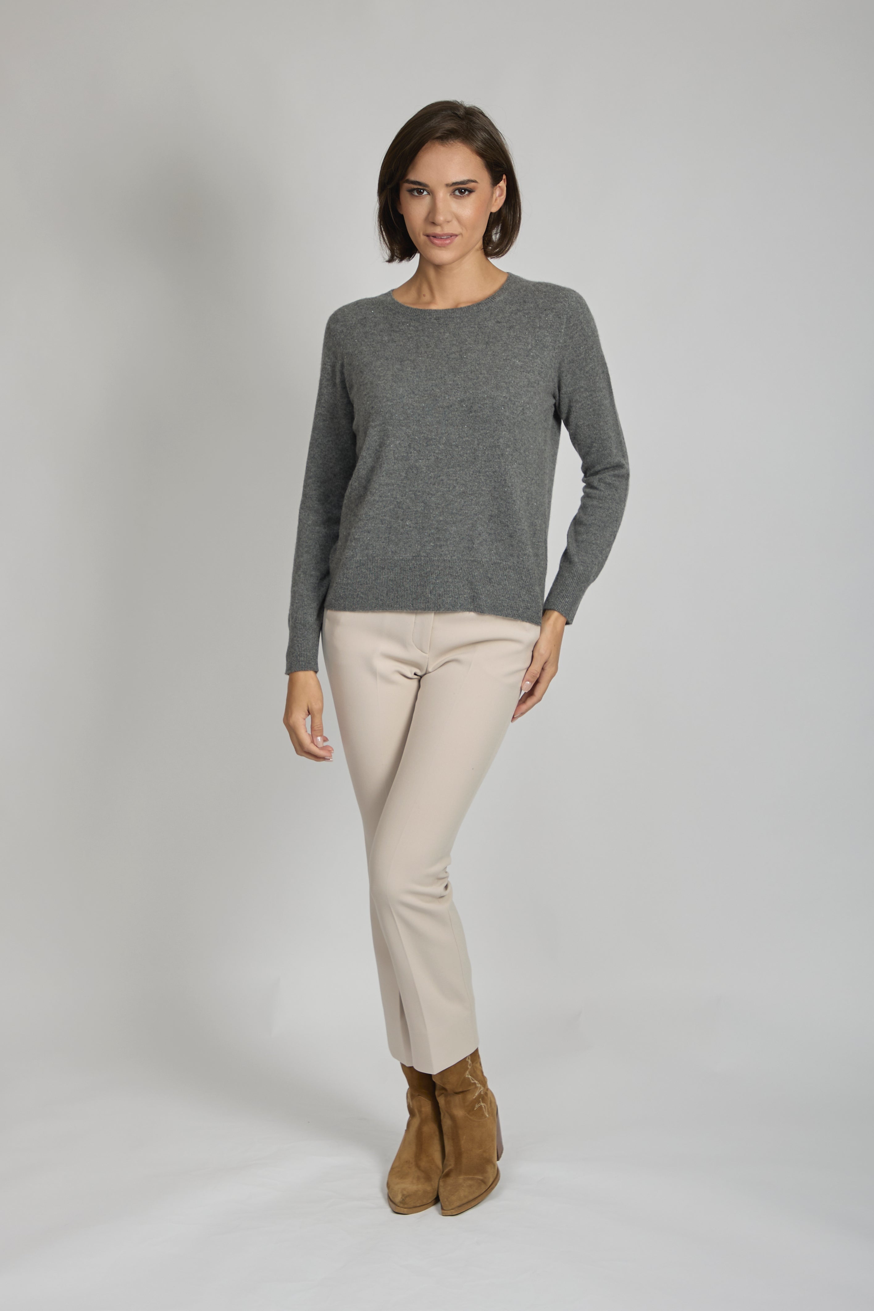 Divine Cashmere sequin-embellished cashmere sweater, long-sleeve crewneck with subtle sparkle