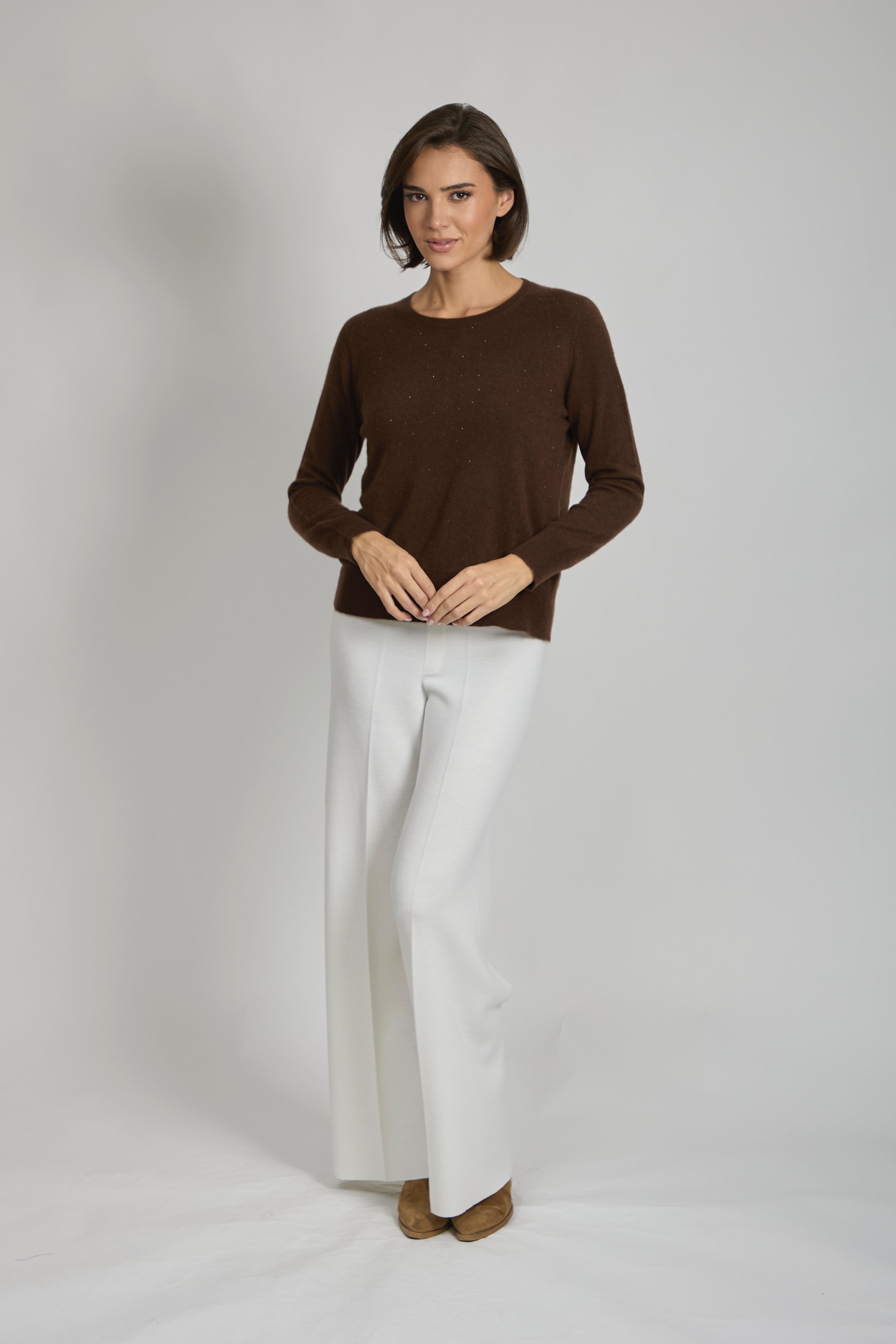 Sequin-embellished cashmere sweater from Divine Cashmere with scattered sequin detailing