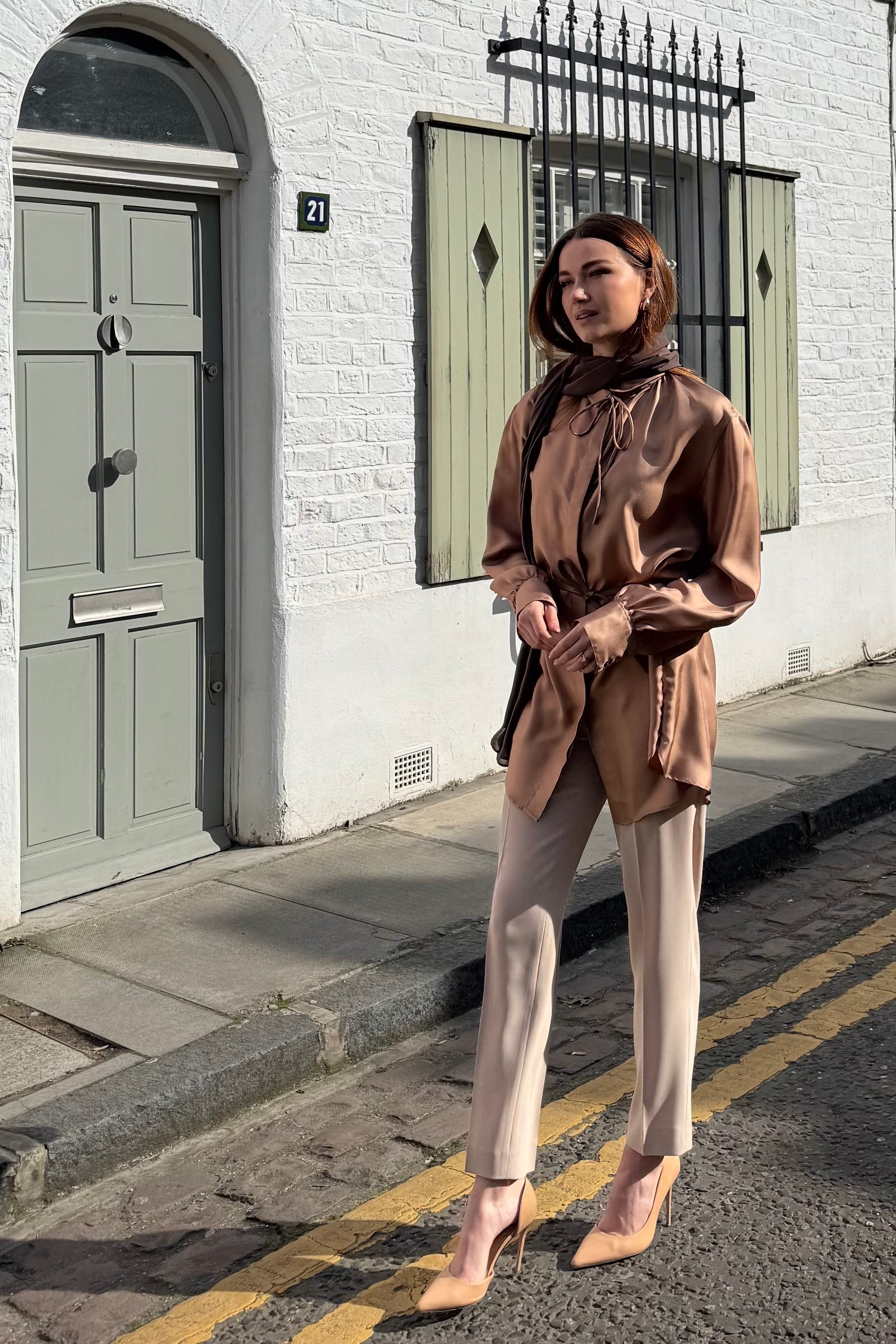 Silk shirt with lace trim, lightweight tailored blouse with delicate edge detailing