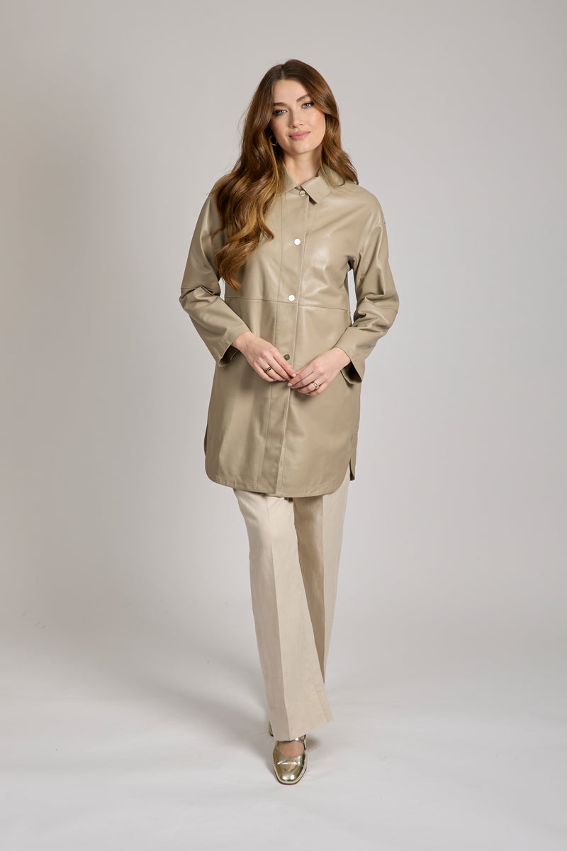 LEATHER COAT - BEIGE