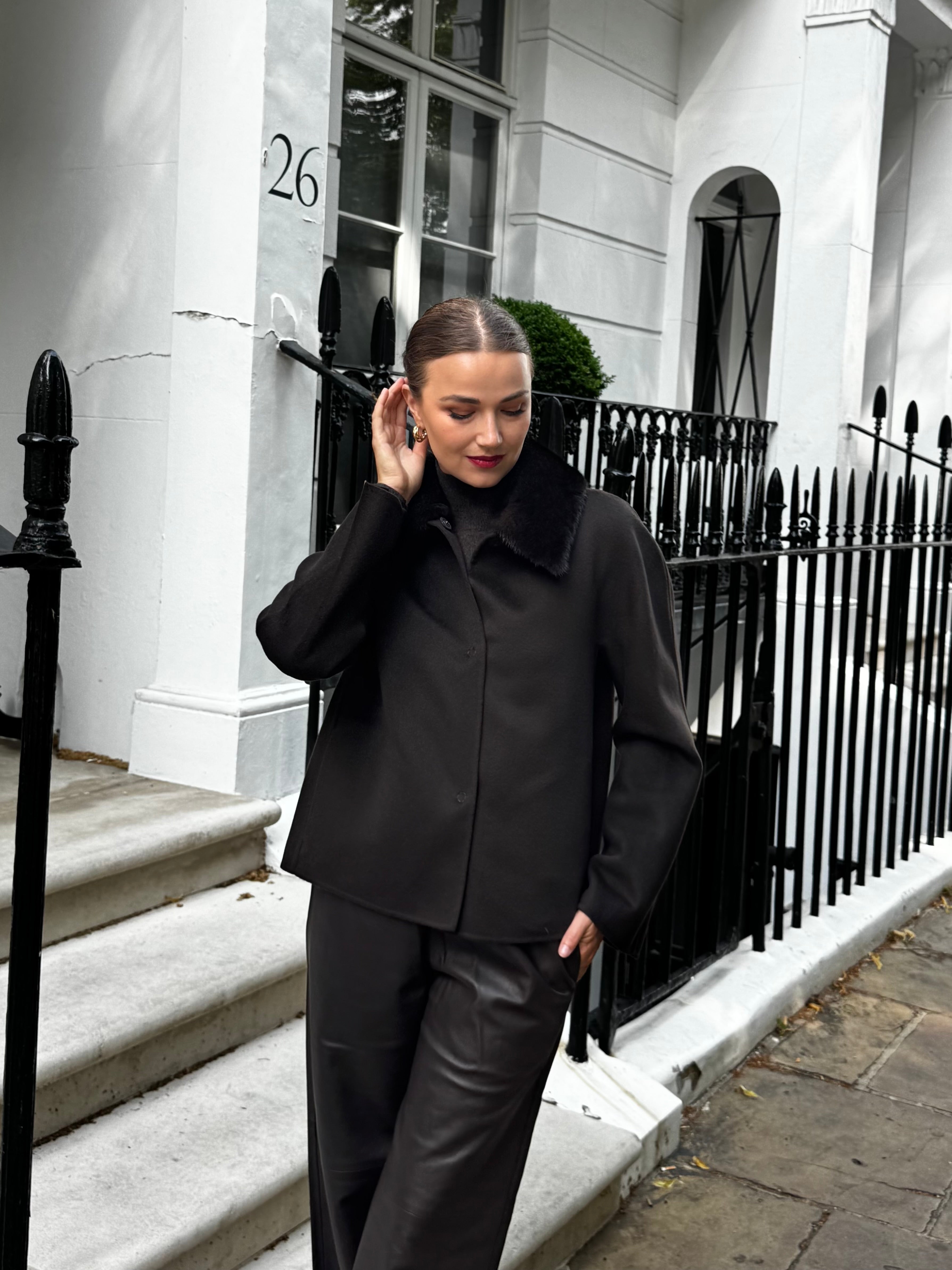 JACKET WITH MINK COLLAR-CARRUBA