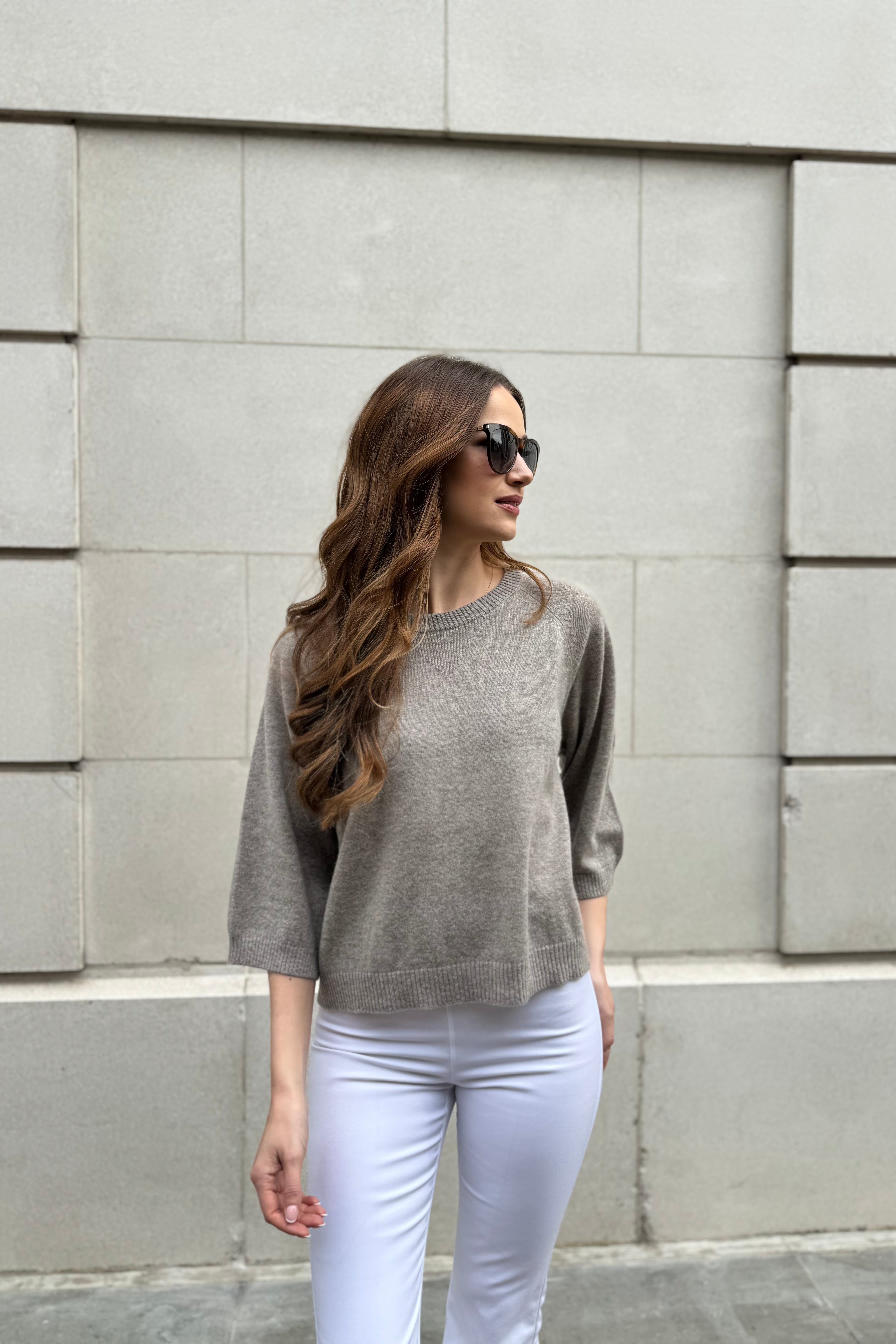 CASHMERE JUMPER-TAUPE
