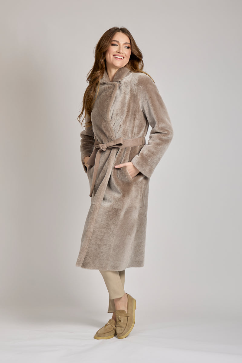 SHEARLING COAT-TAUPE