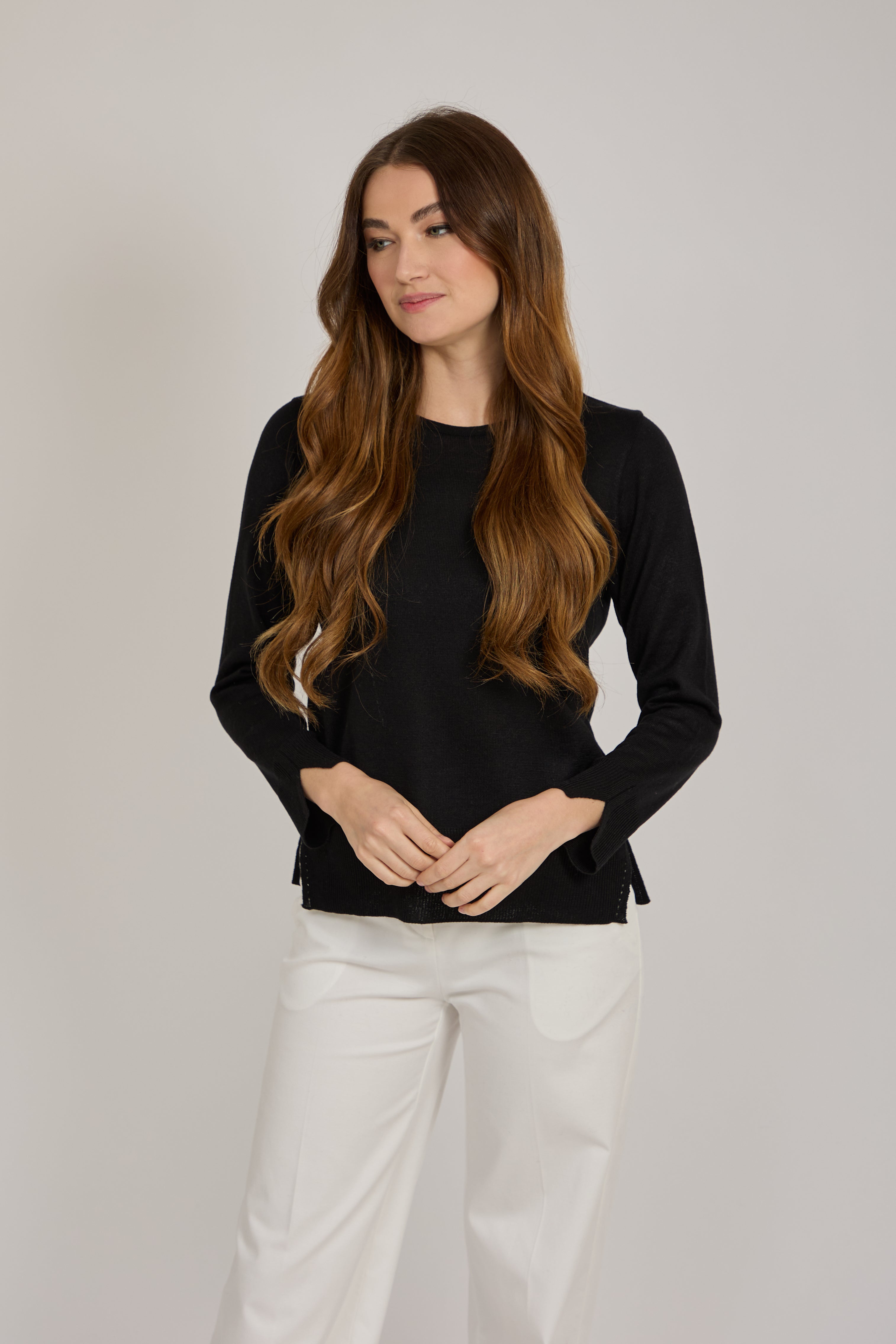 CREW NECK COTTON TOP-NERO