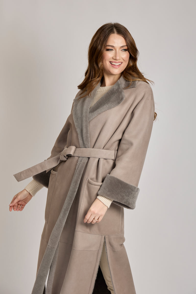 SHEARLING COAT-TAUPE