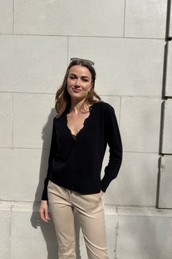 CASHMERE CARDIGAN-BLACK