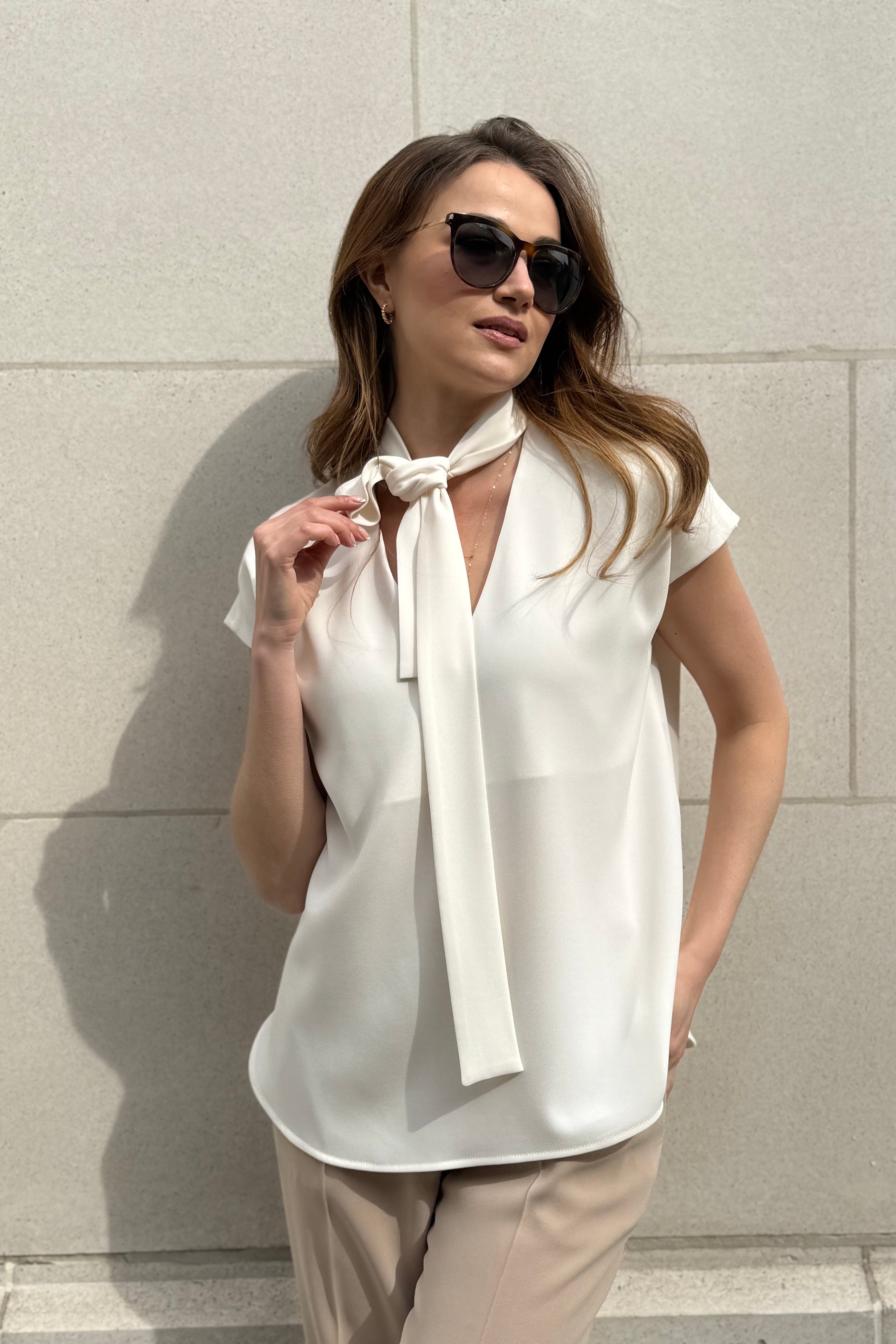 CREPE TOP-WHITE
