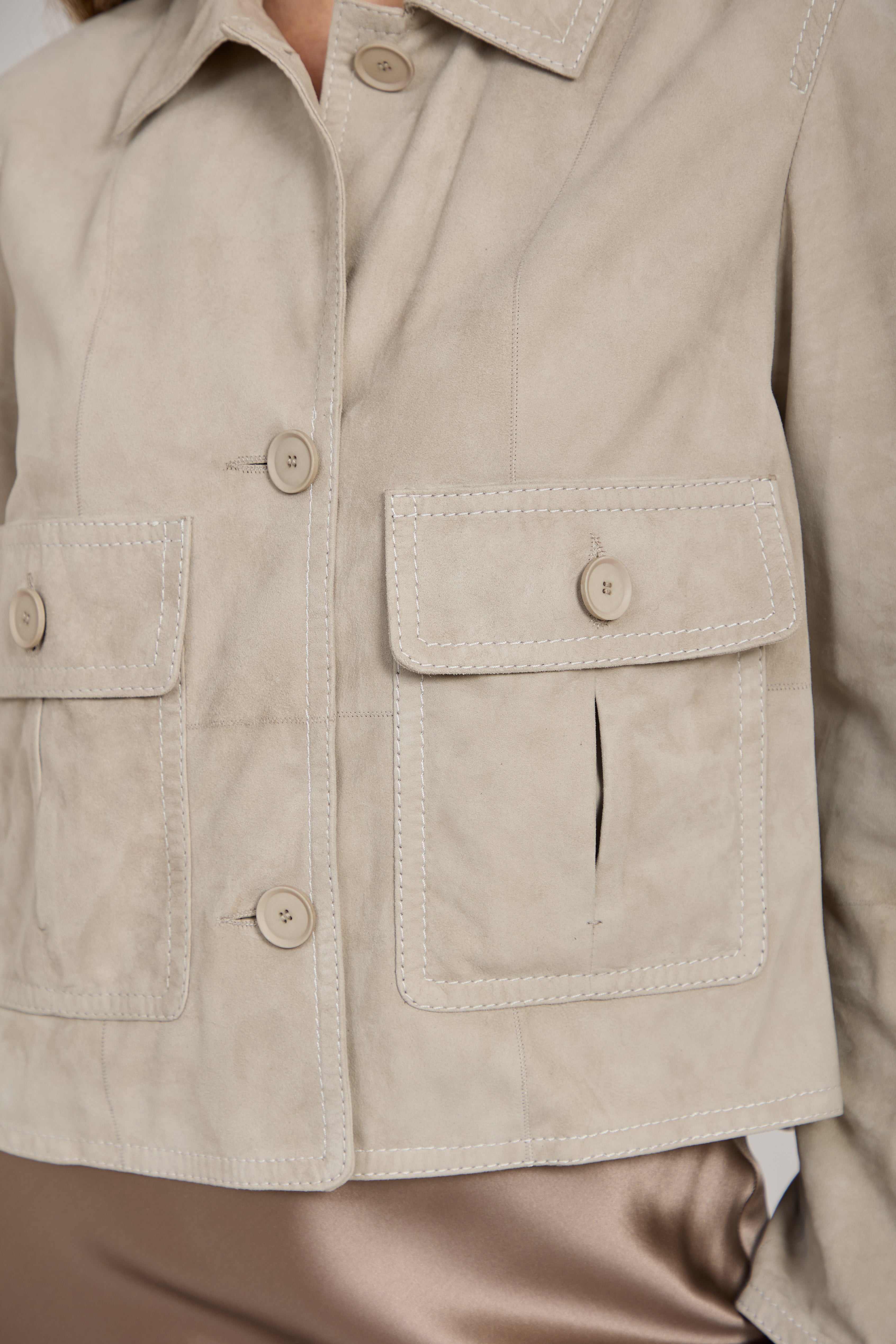 SHORT SUEDE JACKET-MASTICE