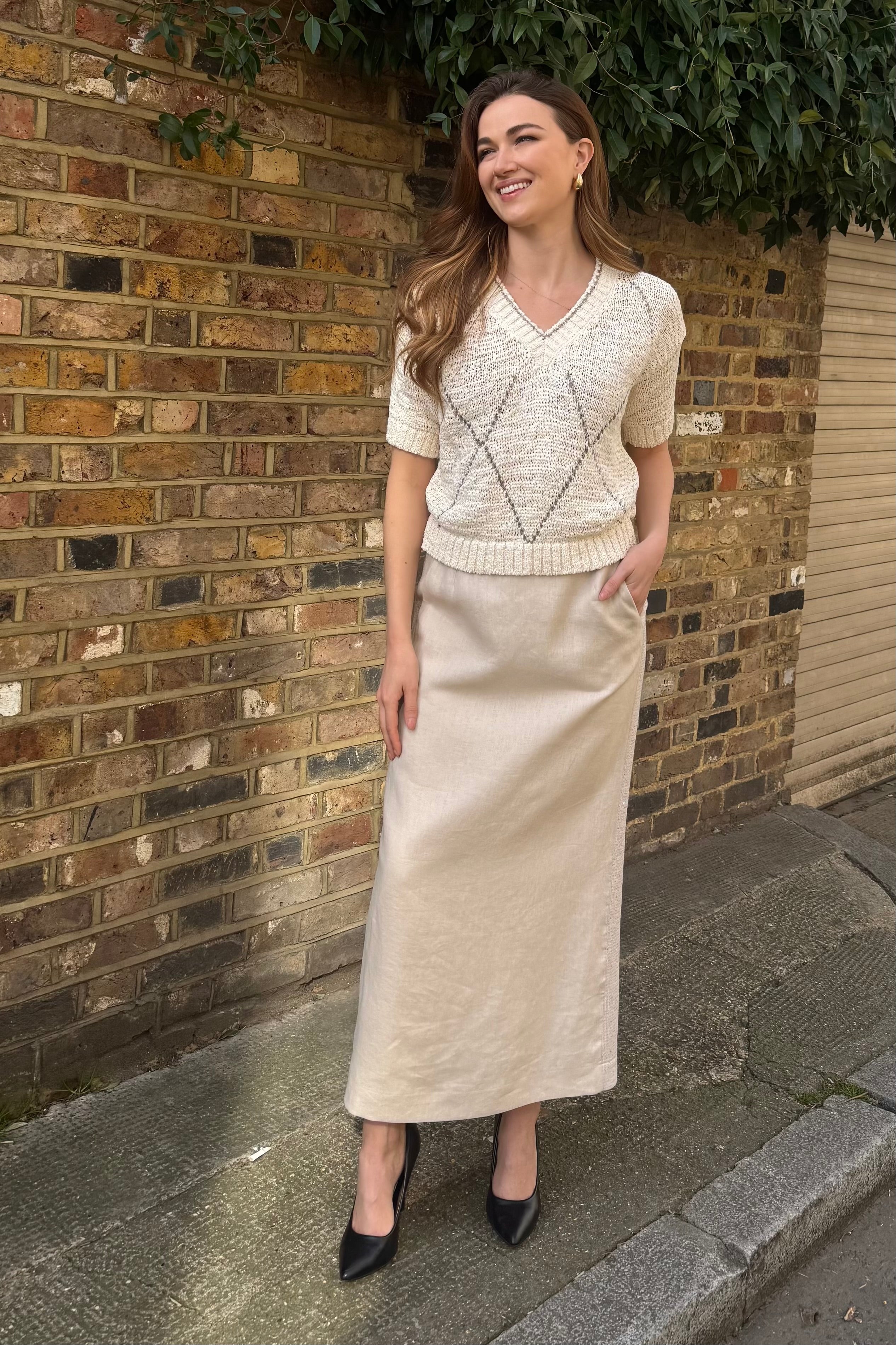 TOP WITH SHORT SLEEVES-AVORIO