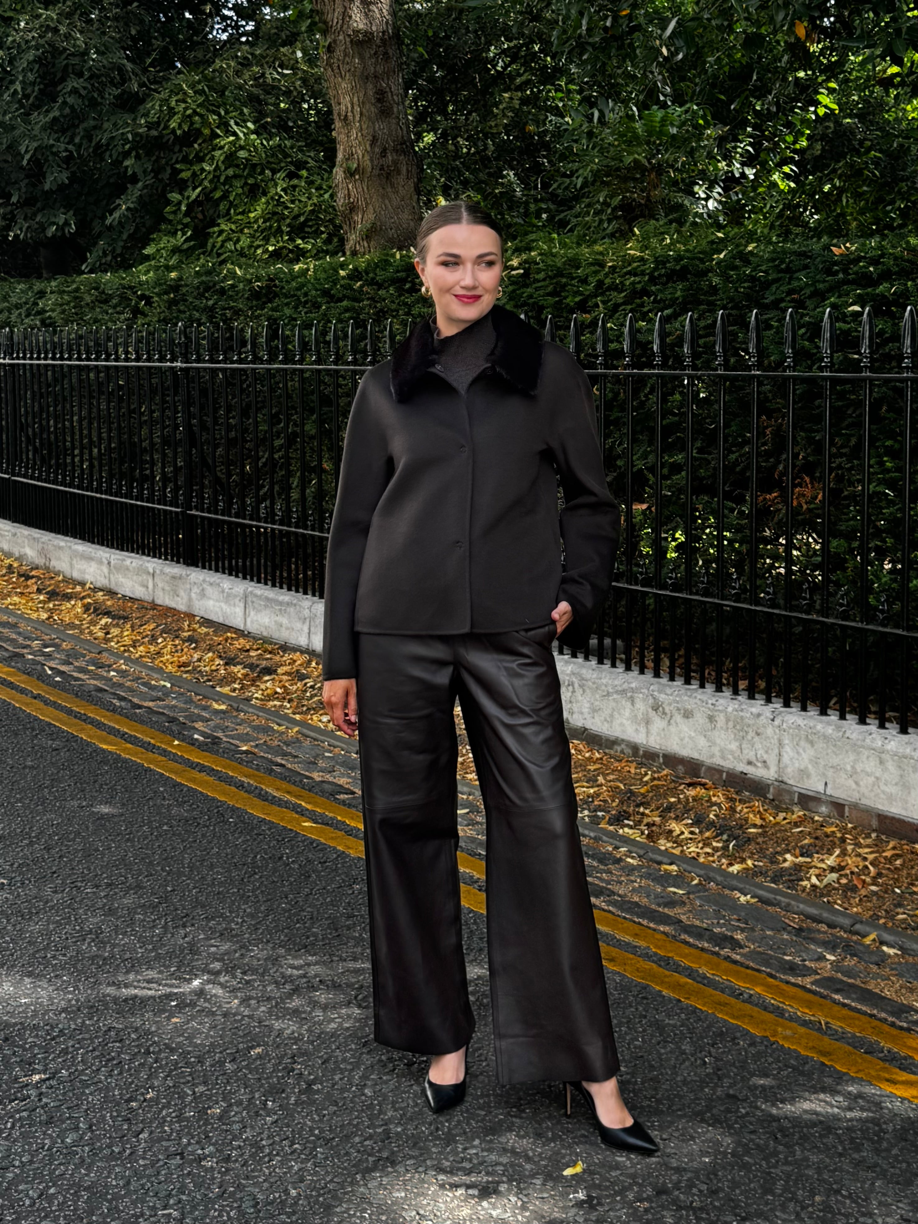 JACKET WITH MINK COLLAR-CARRUBA