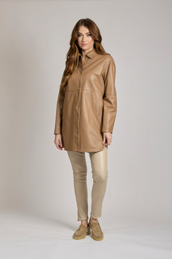 LEATHER COAT - CARA/TAUPE