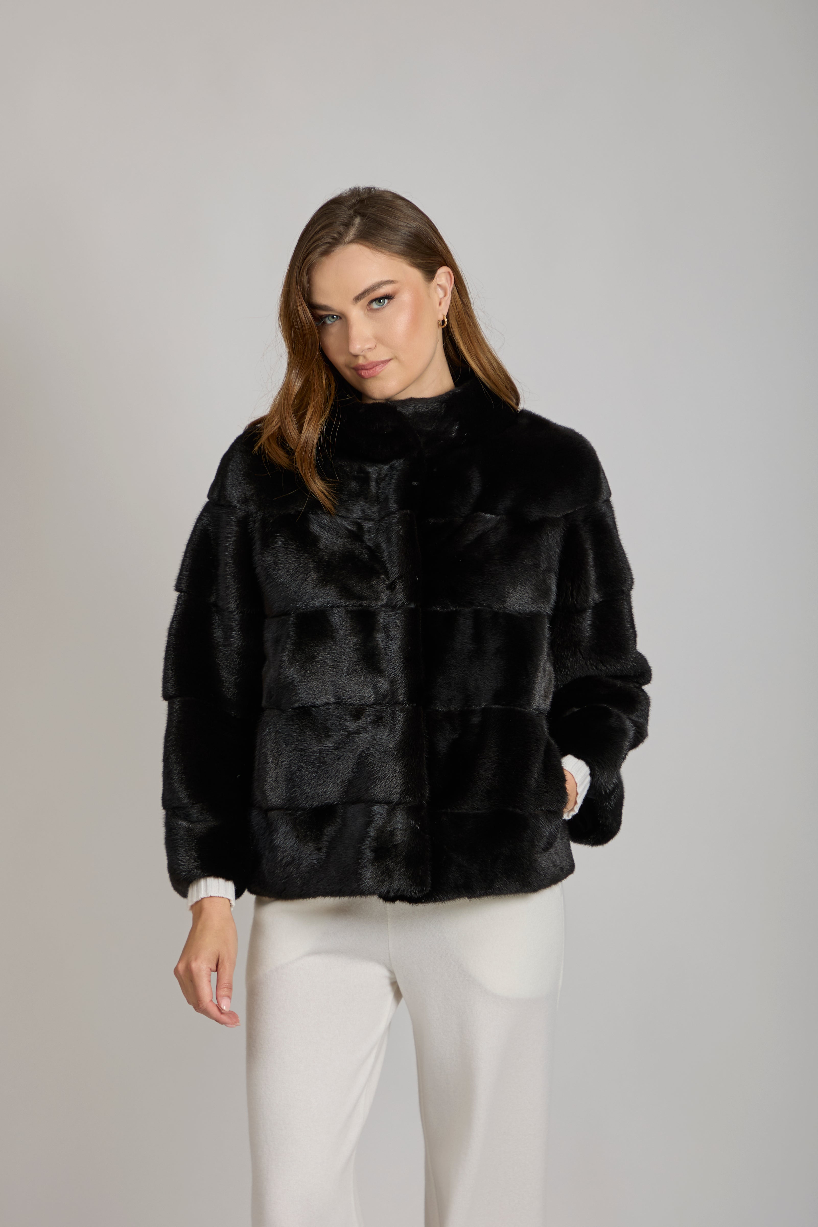BLACK LAMA SHORT MINK JACKET
