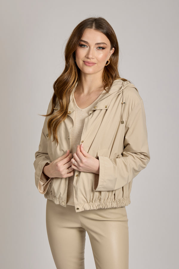 SHORT JACKET WITH HOOD-BEIGE