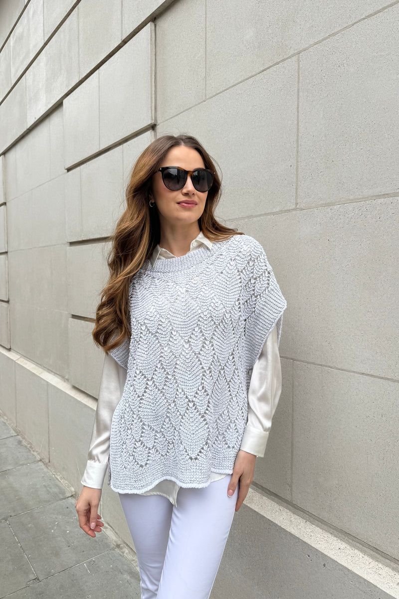 CAPE WITH DETAILS-WHITE