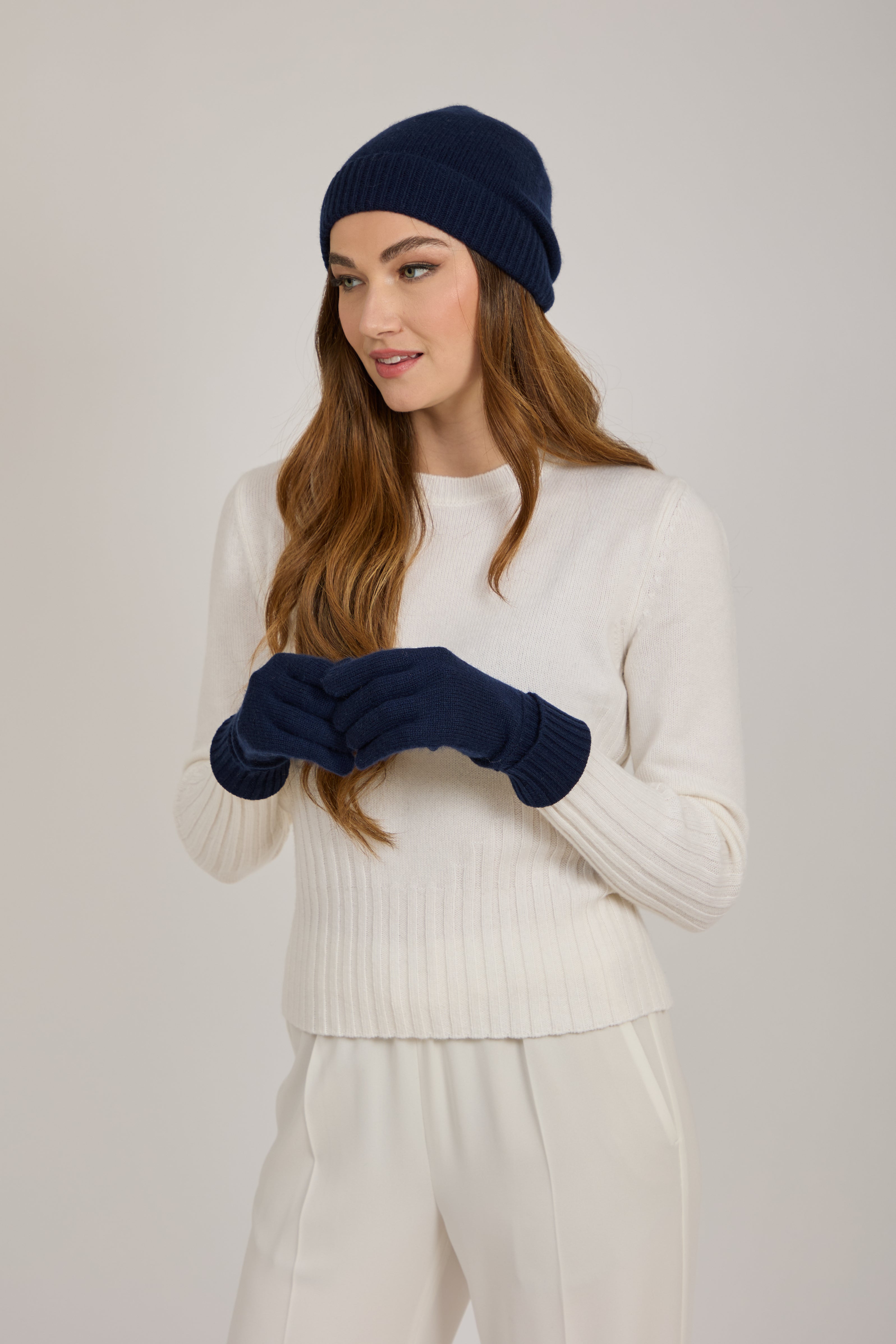 CASHMERE GLOVES-NAVY