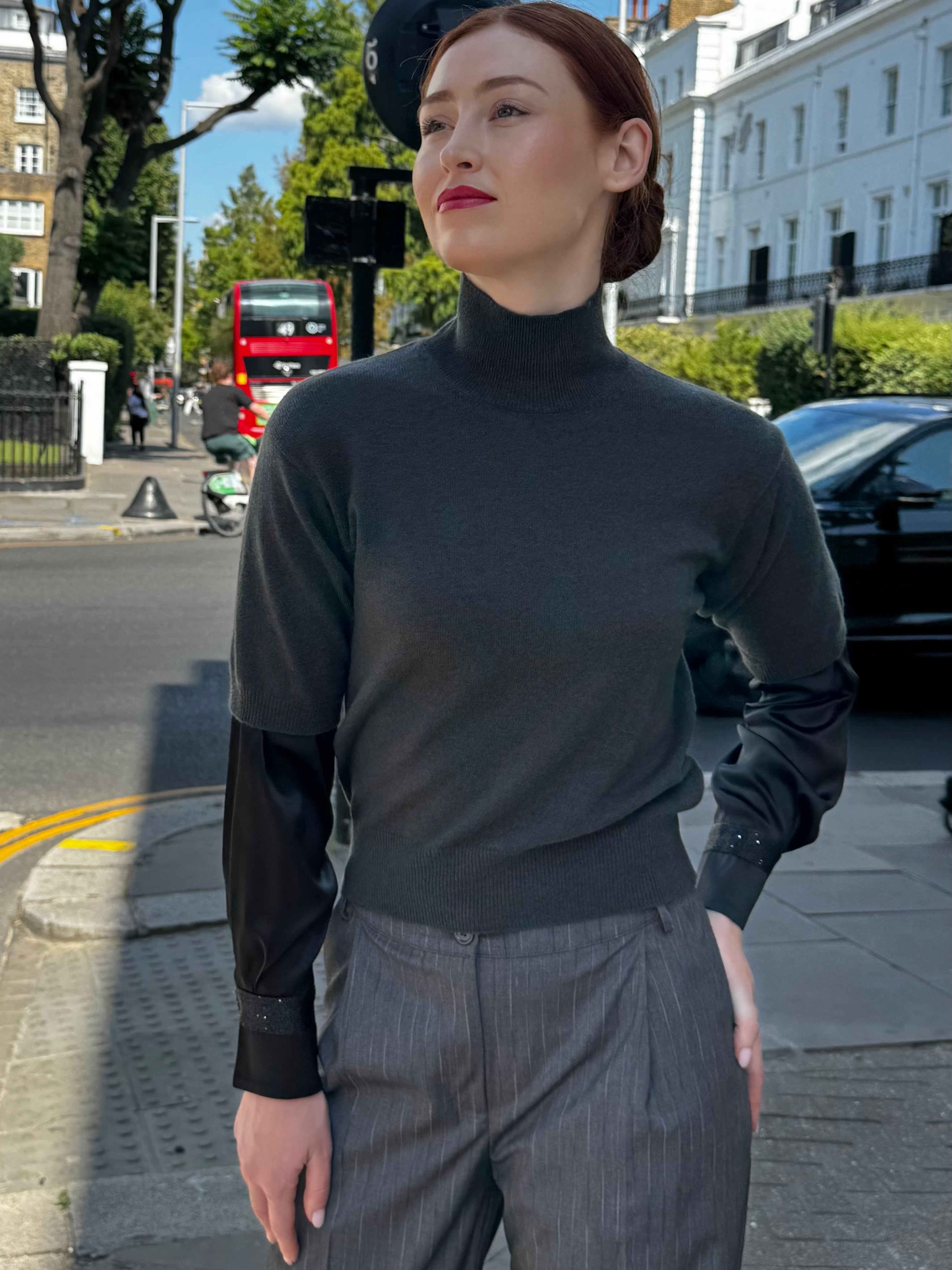 HIGH NECK JUMPER-GRIGIO