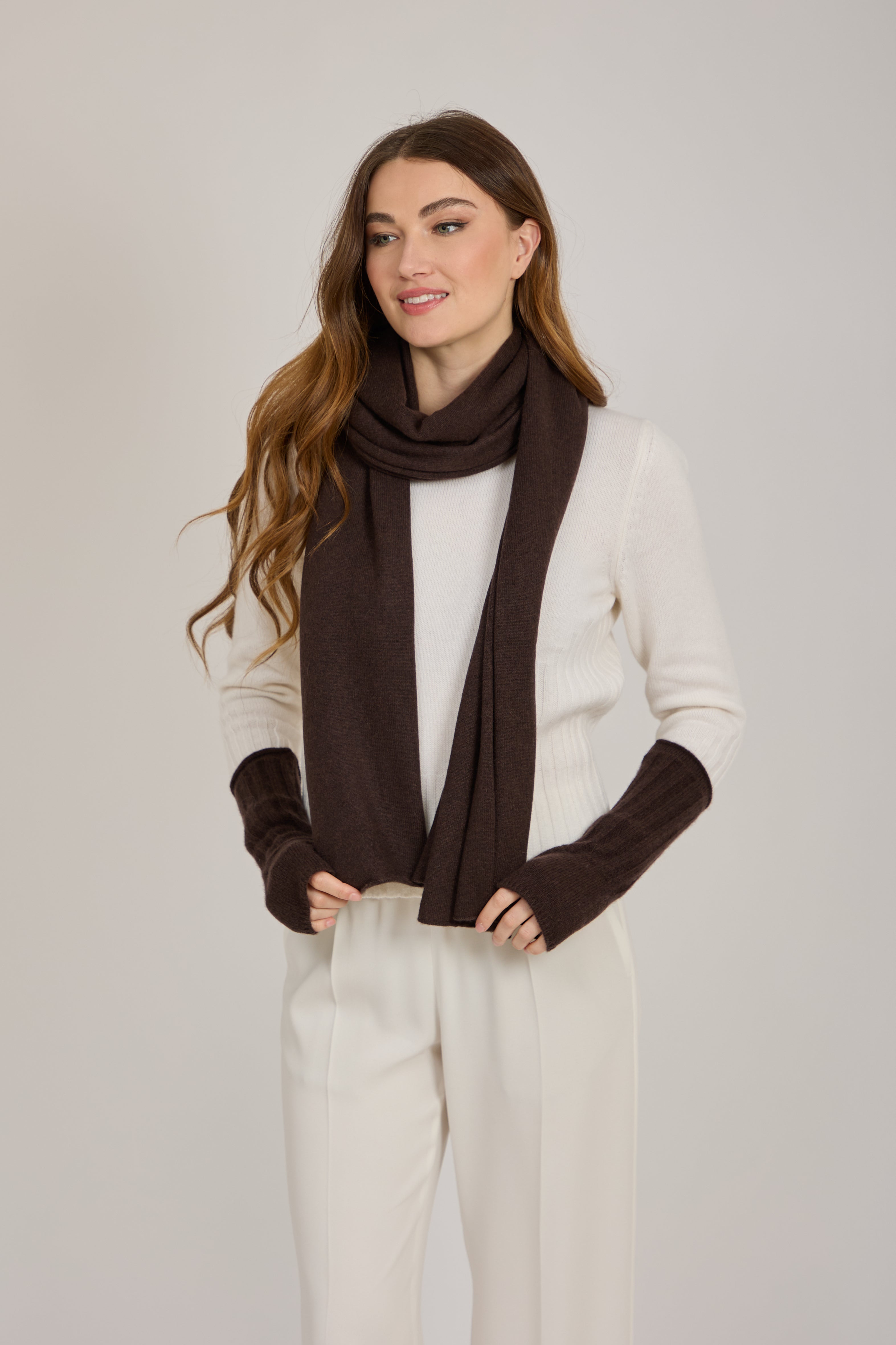 CASHMERE MITTENS-BROWN