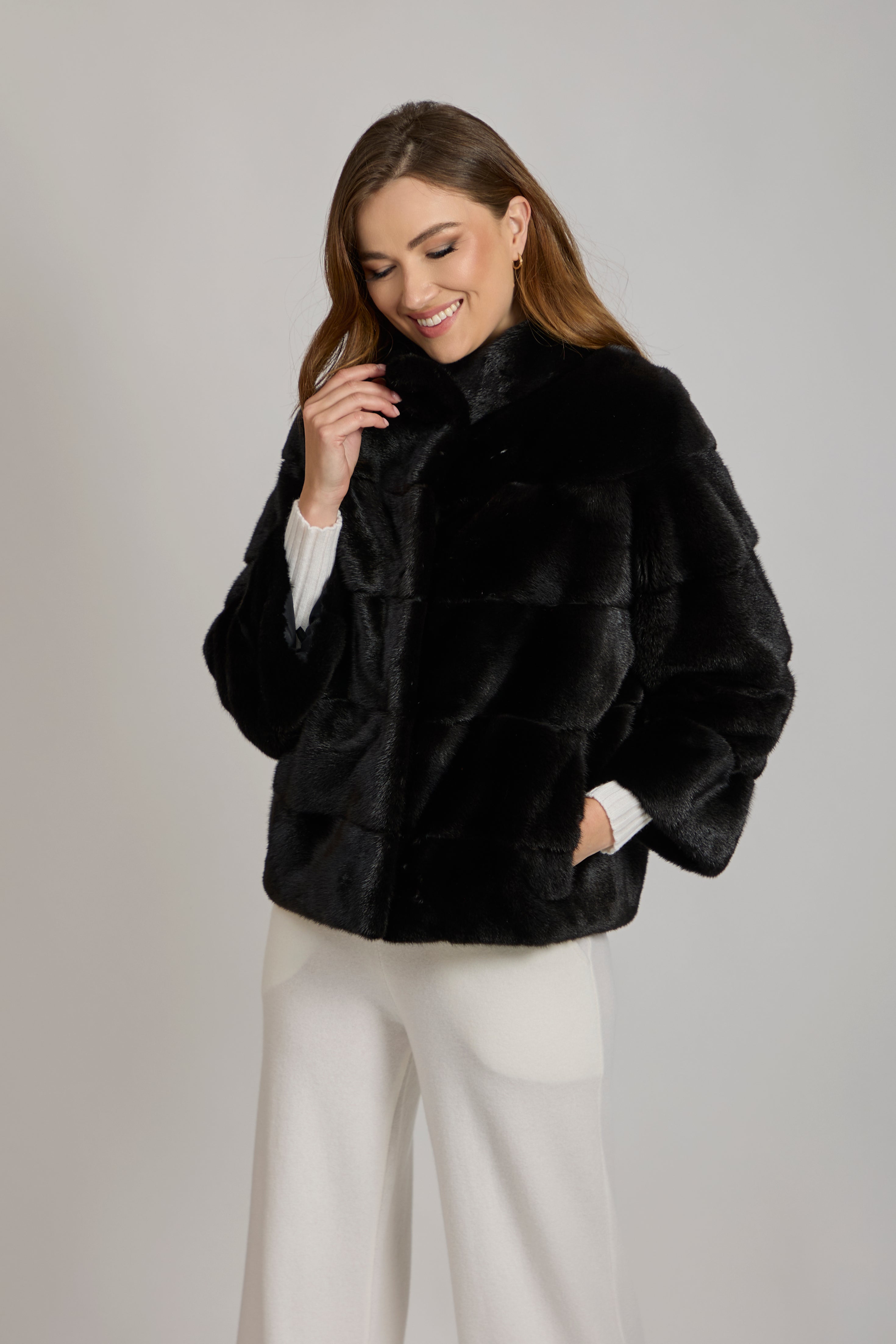 BLACK LAMA SHORT MINK JACKET
