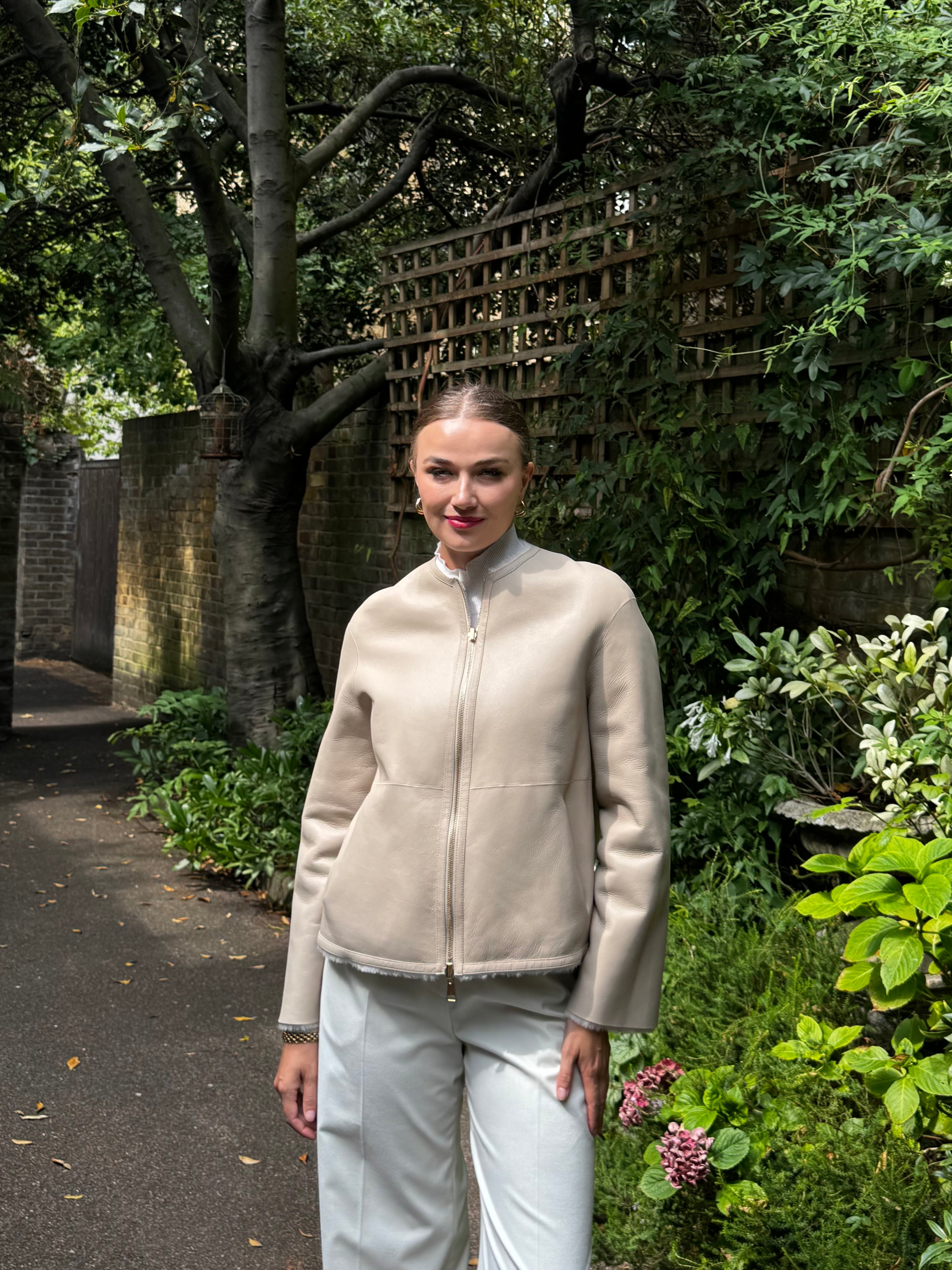 REVERSIBLE SHORT SHEARLING JACKET-ANGORA