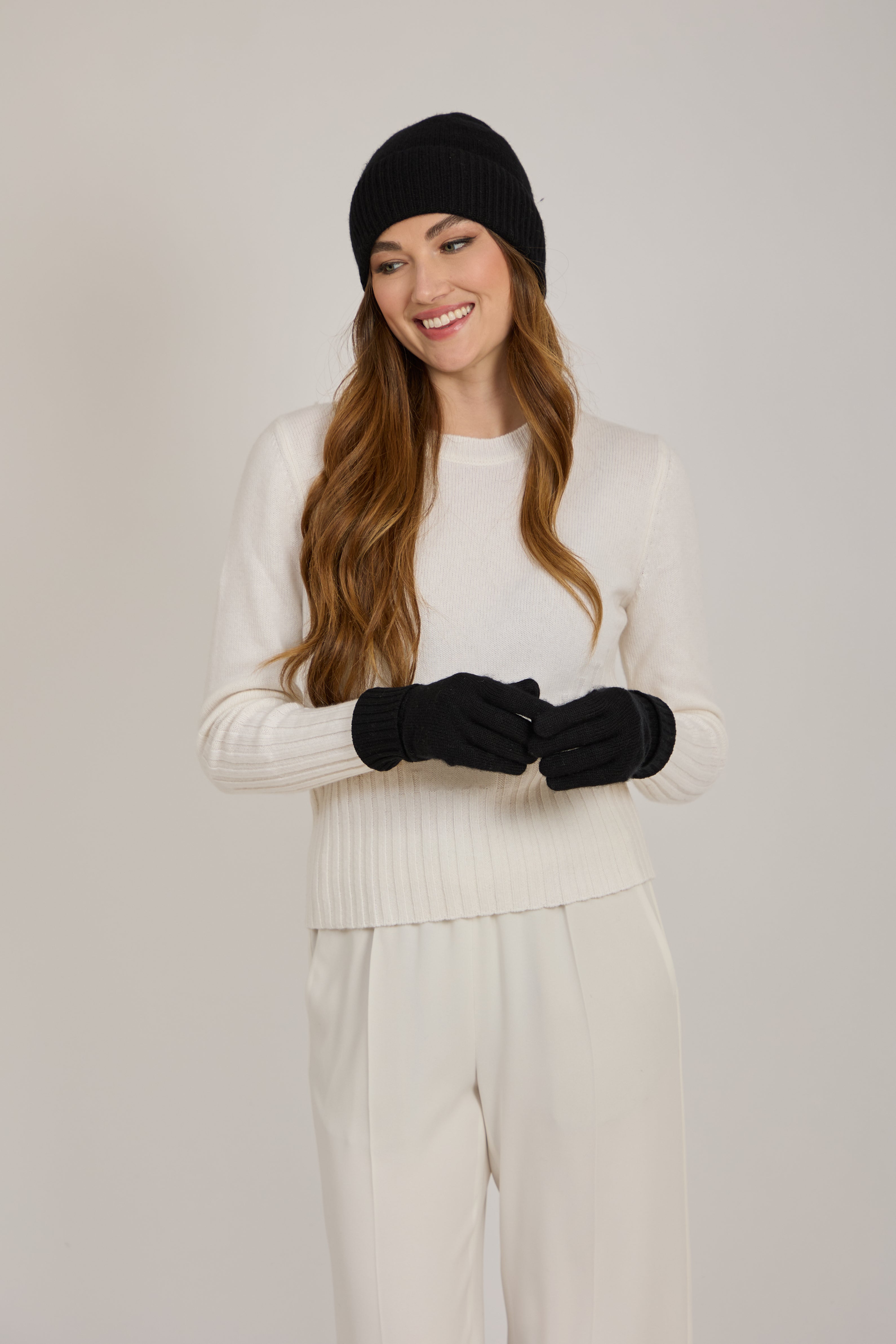 CASHMERE GLOVES-BLACK